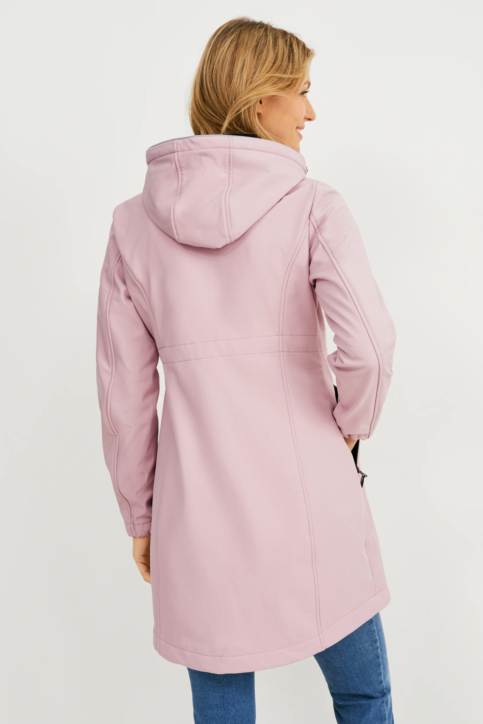 Softshell maternity jacket with hood and baby pouch