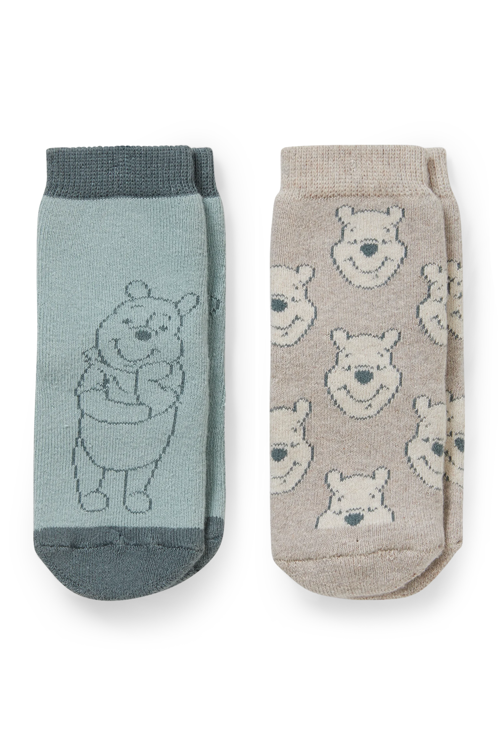 Multipack of 2 - Winnie the Pooh - newborn non-slip socks
