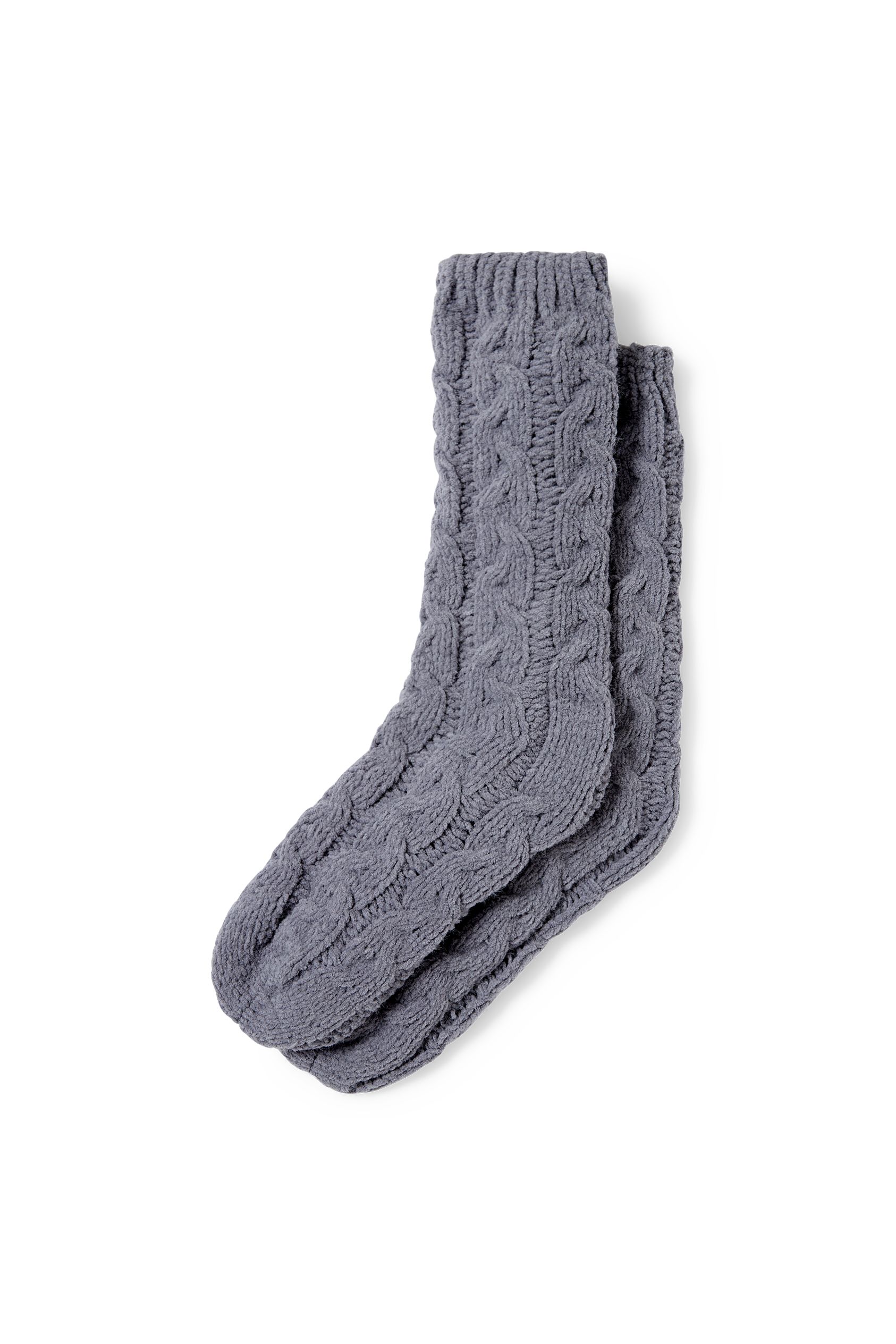 Knitted socks with cable pattern