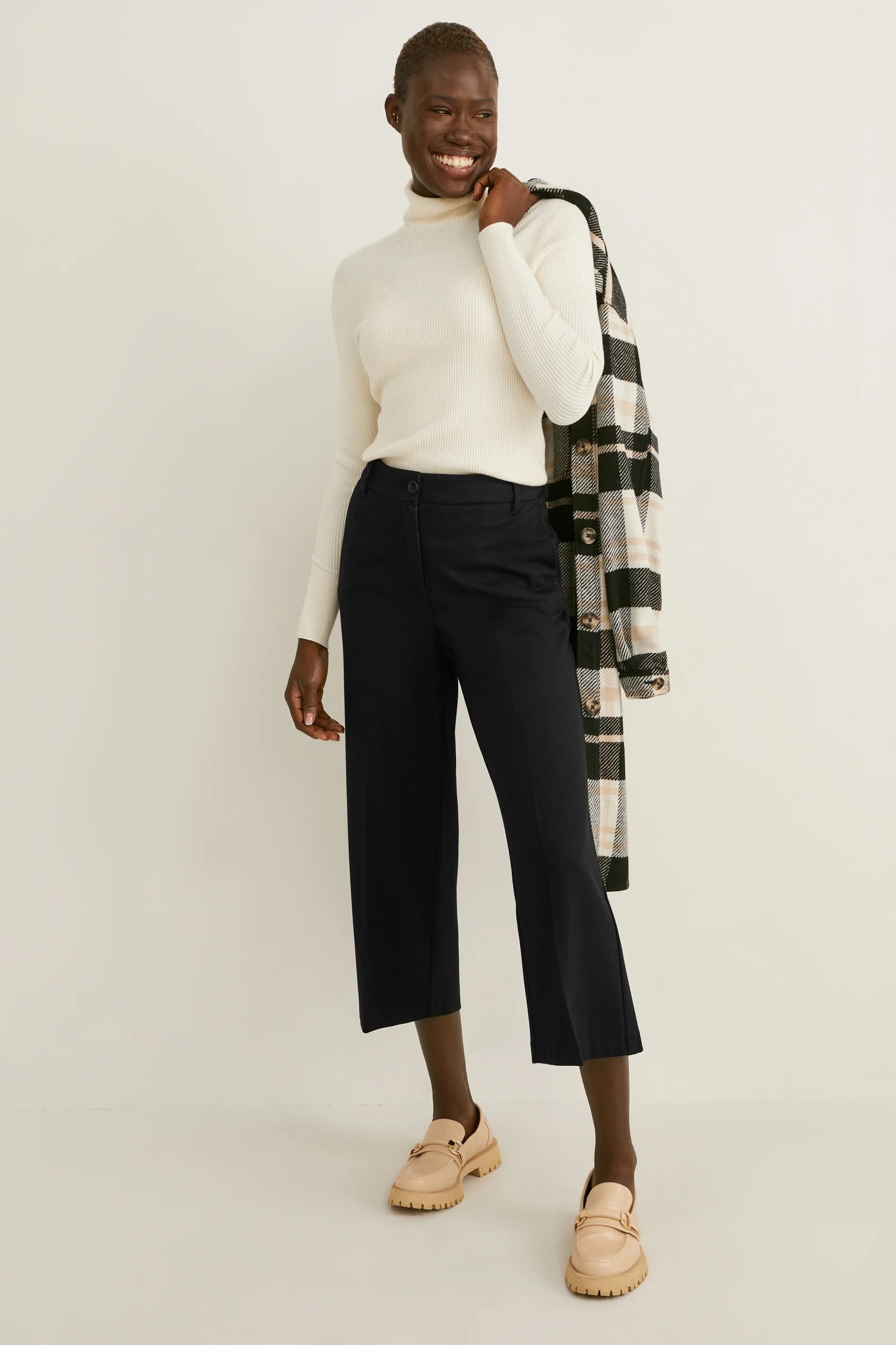 Cloth trousers - high waist - wide leg