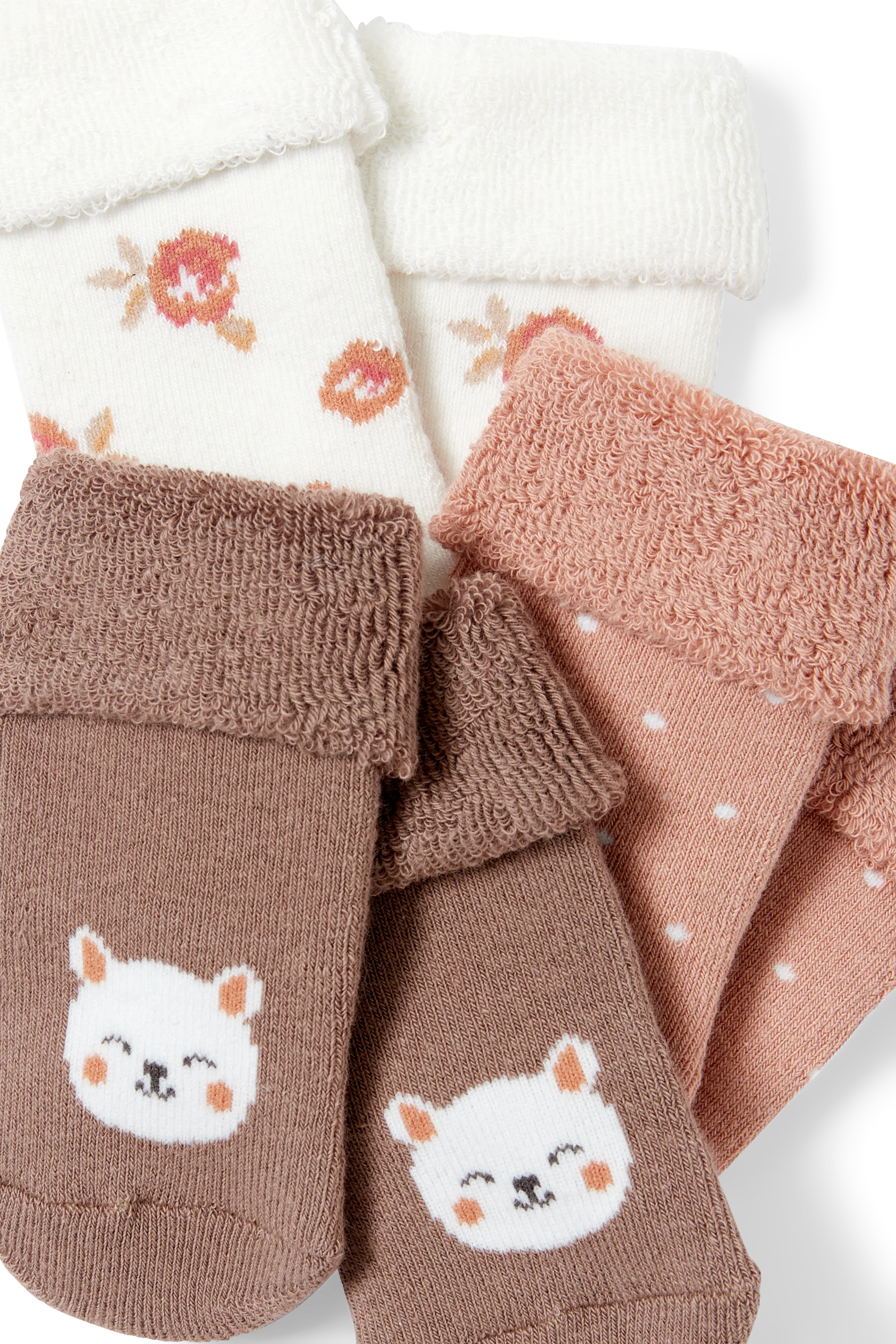 Multipack of 3 - flowers - newborn socks with motif