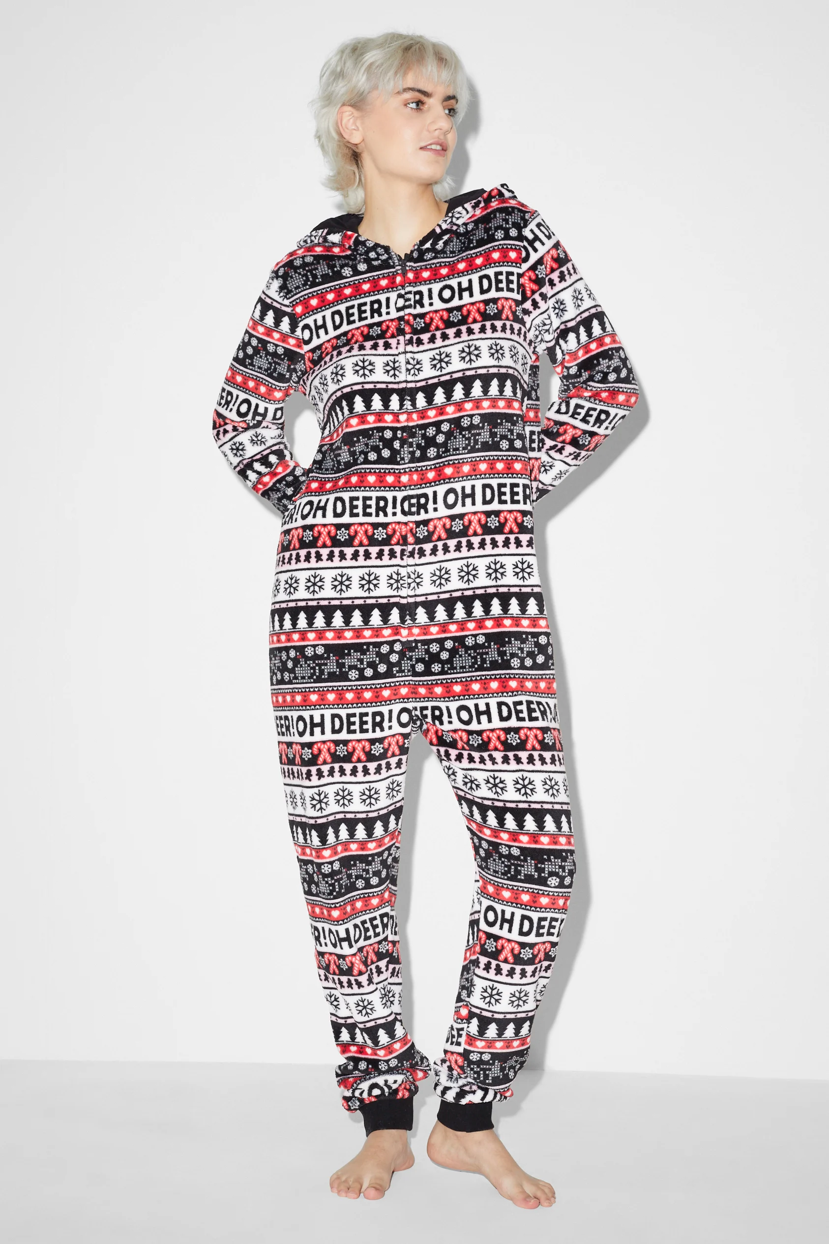CLOCKHOUSE - Christmas fleece onesie with hood
