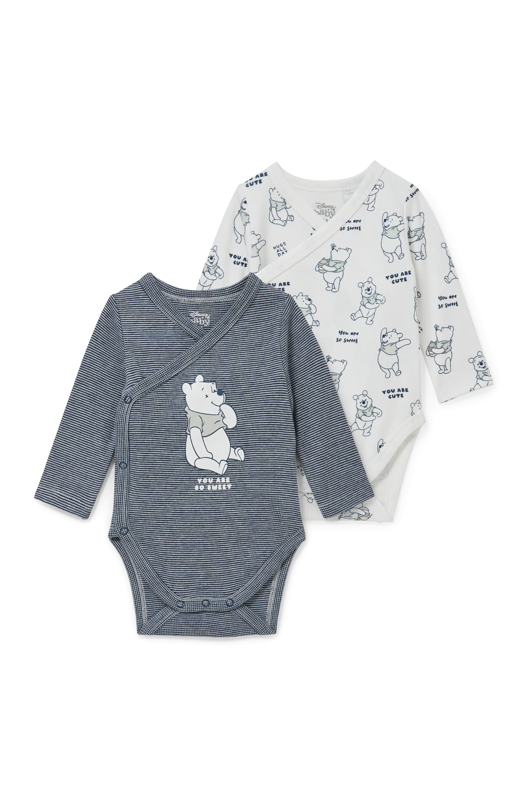 Multipack of 2 - Winnie the Pooh - baby wrapover bodysuit