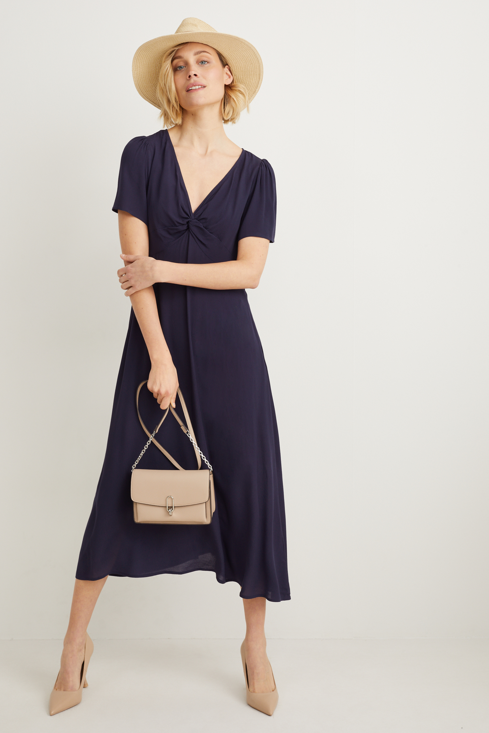 Fit & flare dress with knot detail