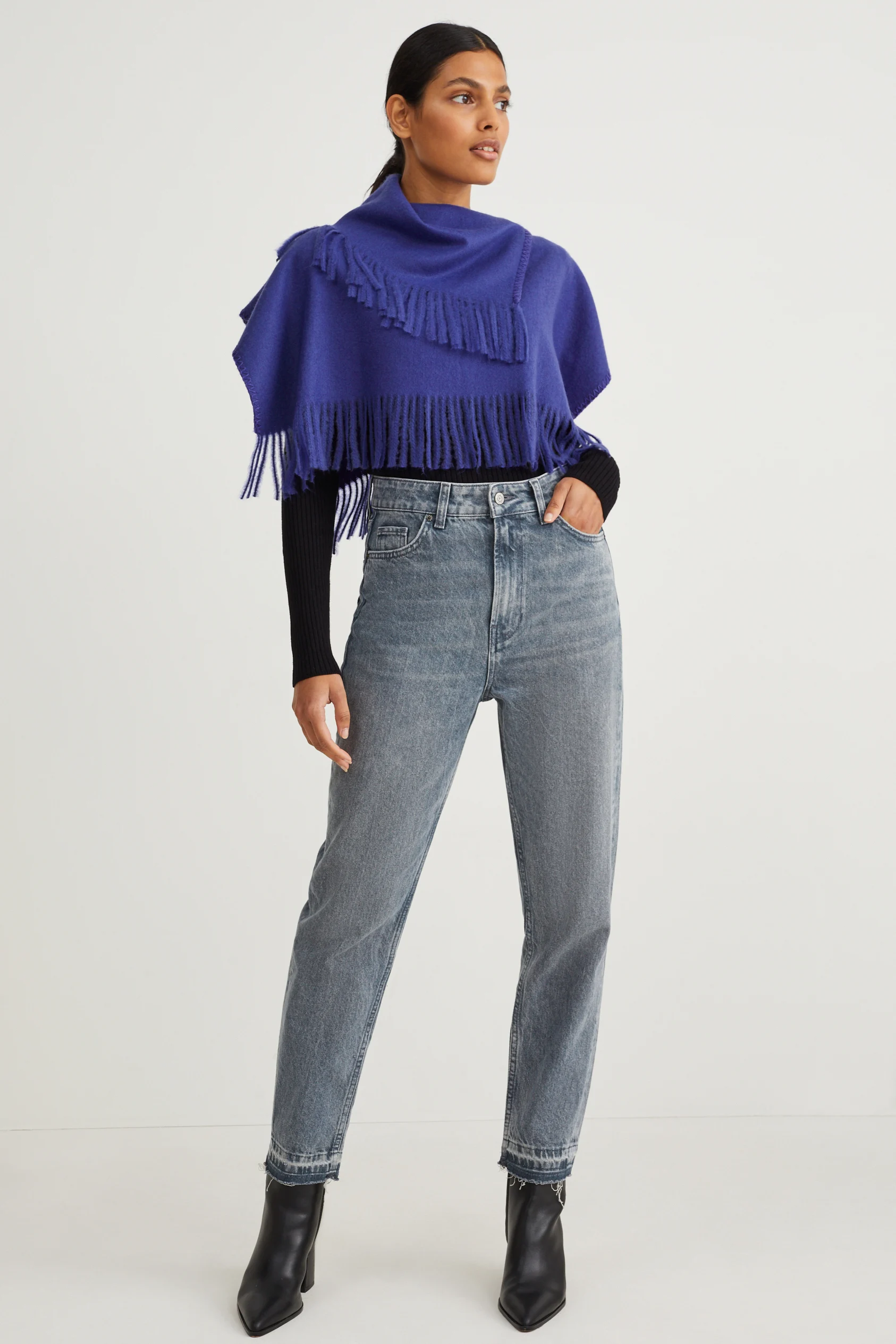 Cropped poncho