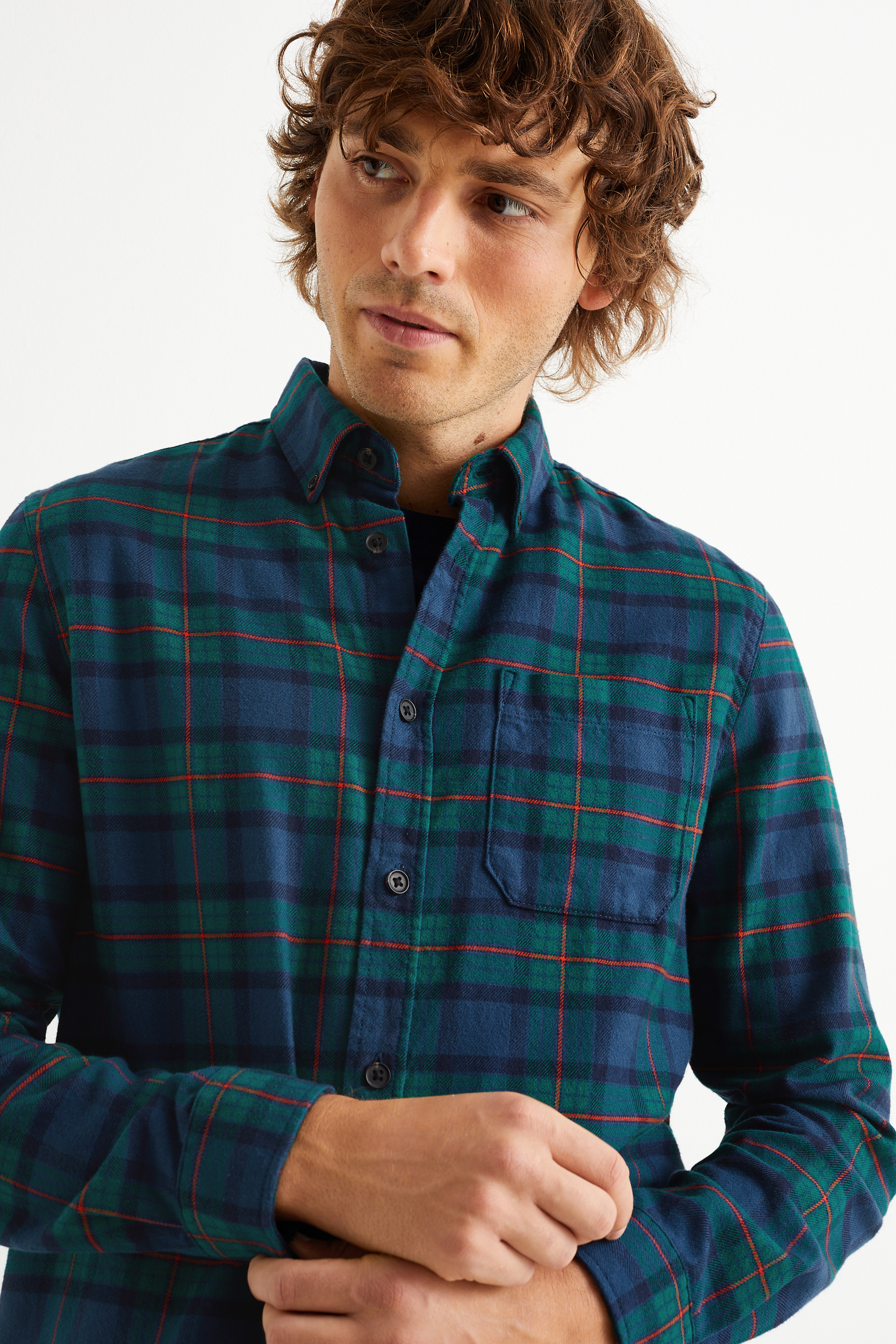 Flannel shirt - regular fit - button-down collar - check