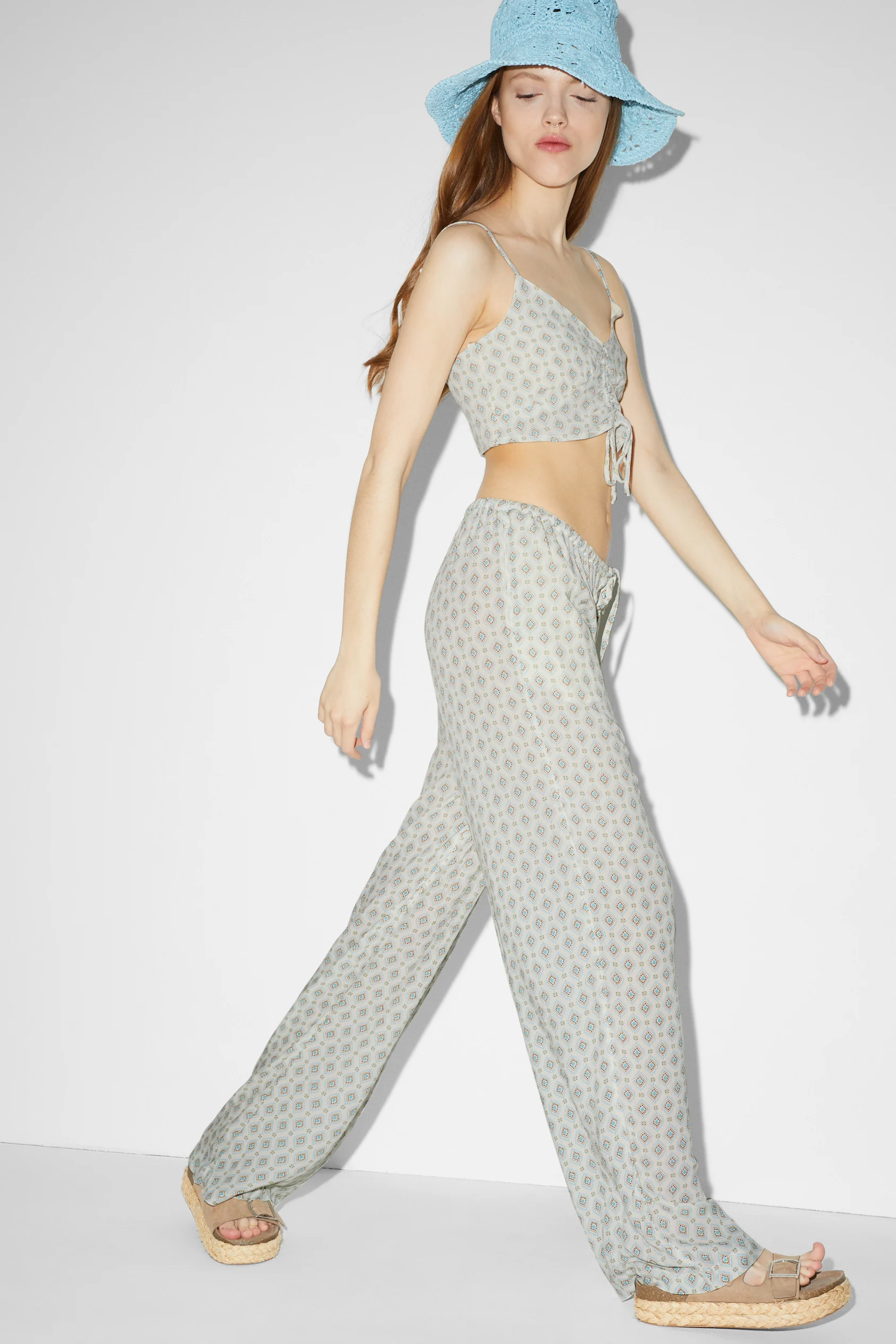 CLOCKHOUSE - cloth trousers - mid-rise waist - wide leg
