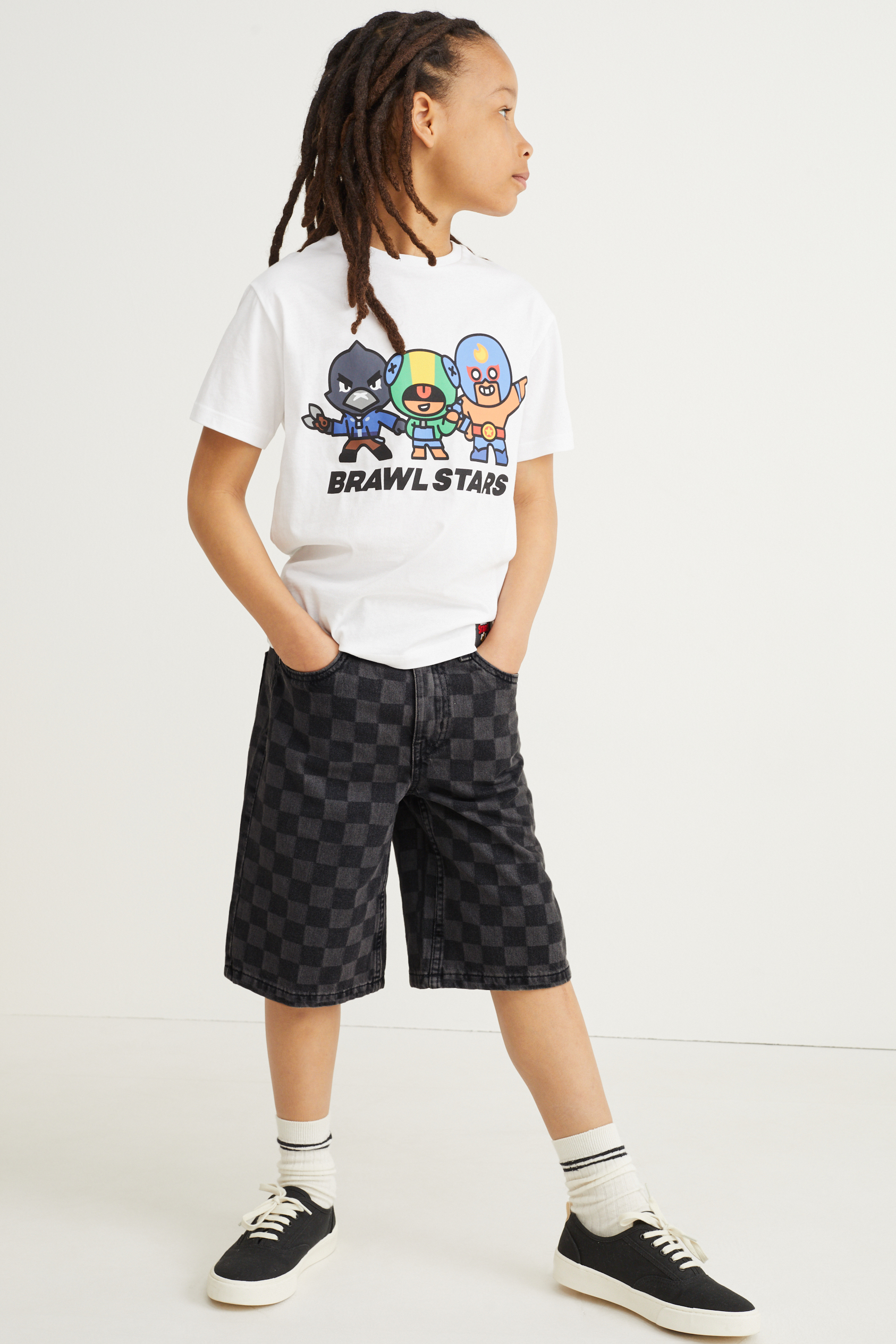 Denim shorts - check