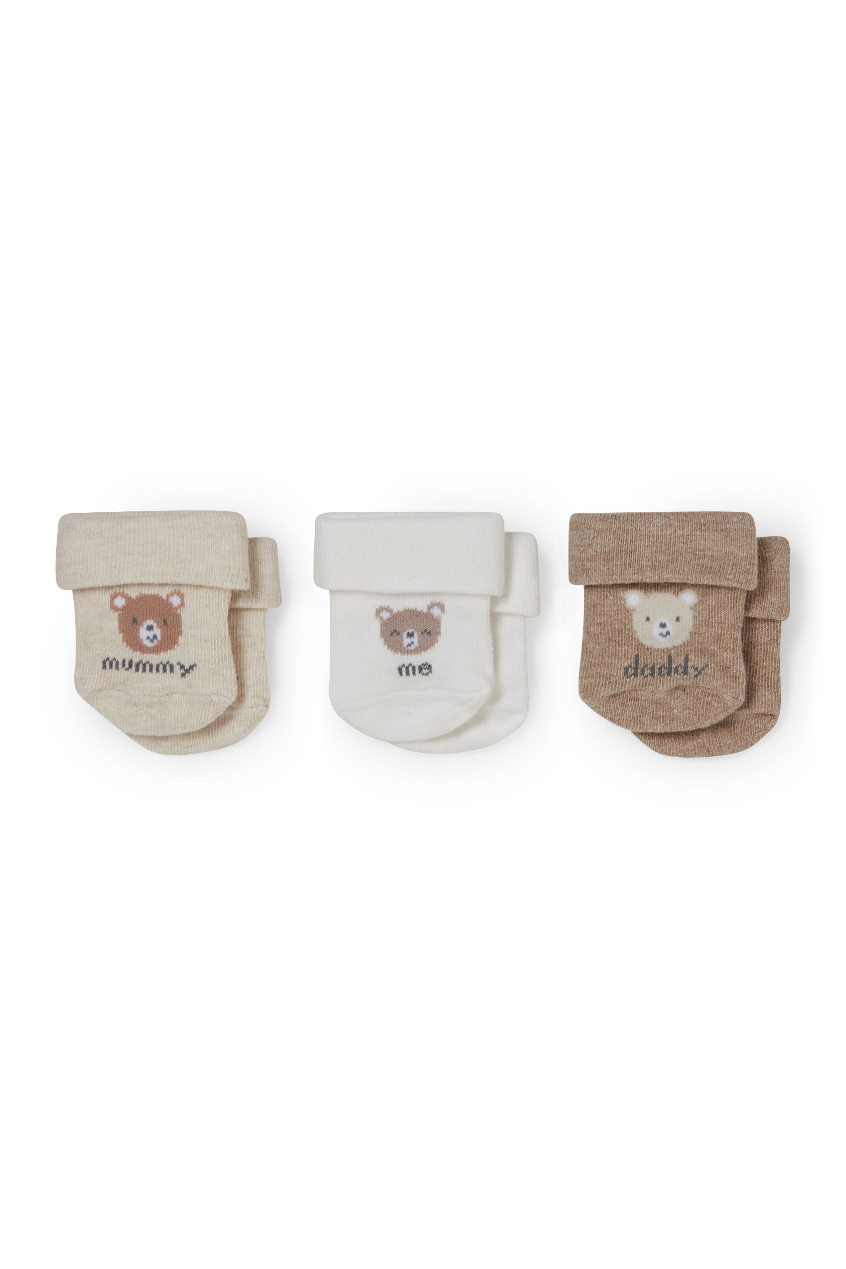 Multipack of 3 - bear - newborn socks with motif