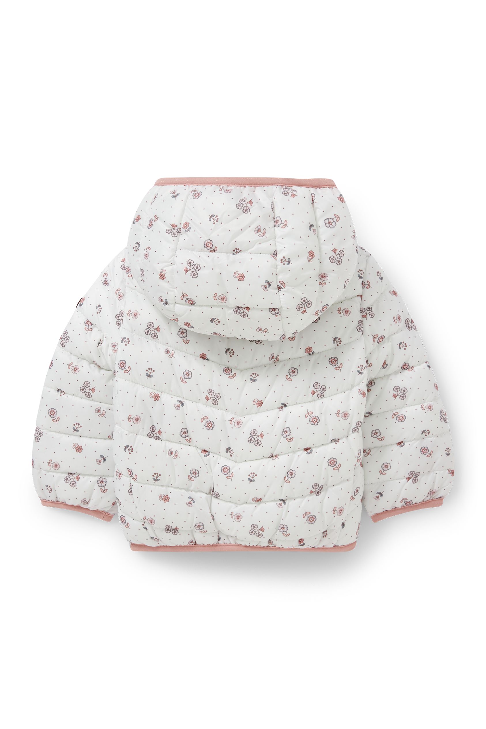 Baby quilted jacket with hood - floral