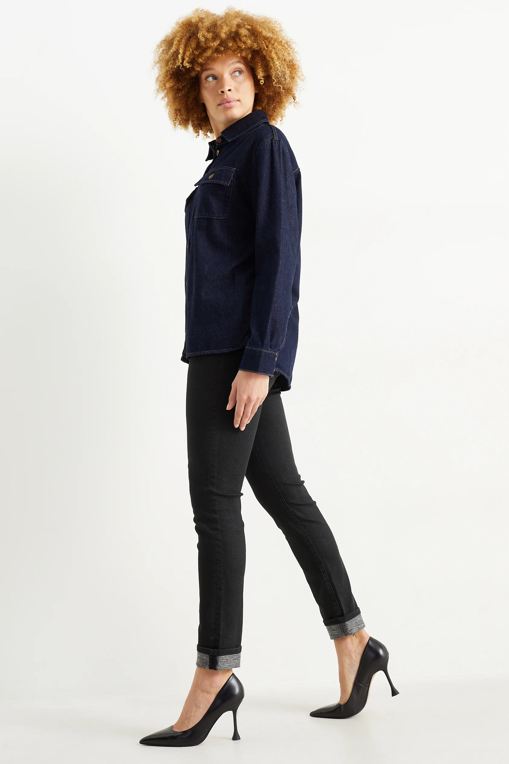 Slim jeans - thermal jeans - mid-rise waist