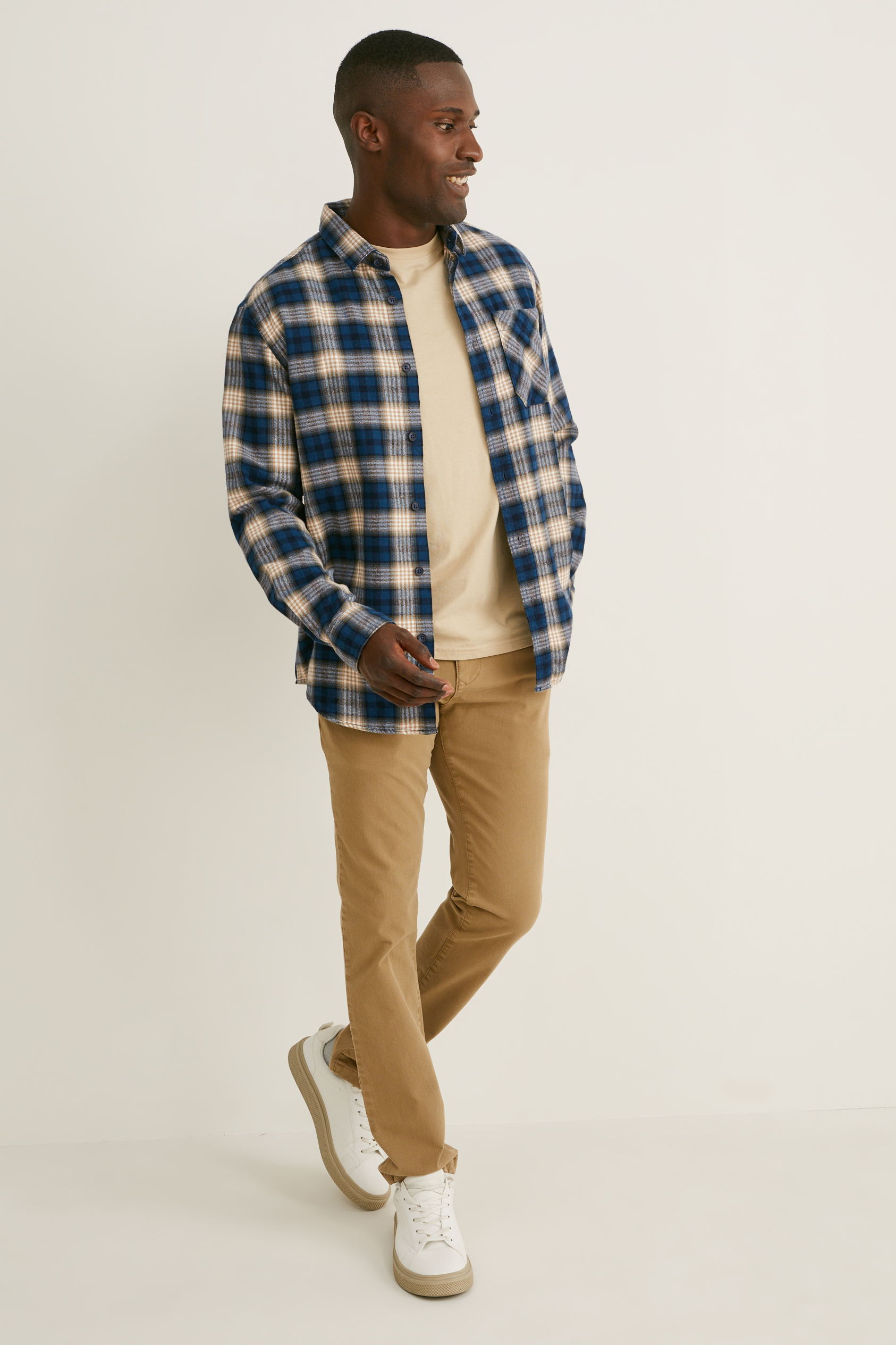 Flannel shirt - regular fit - kent collar - check