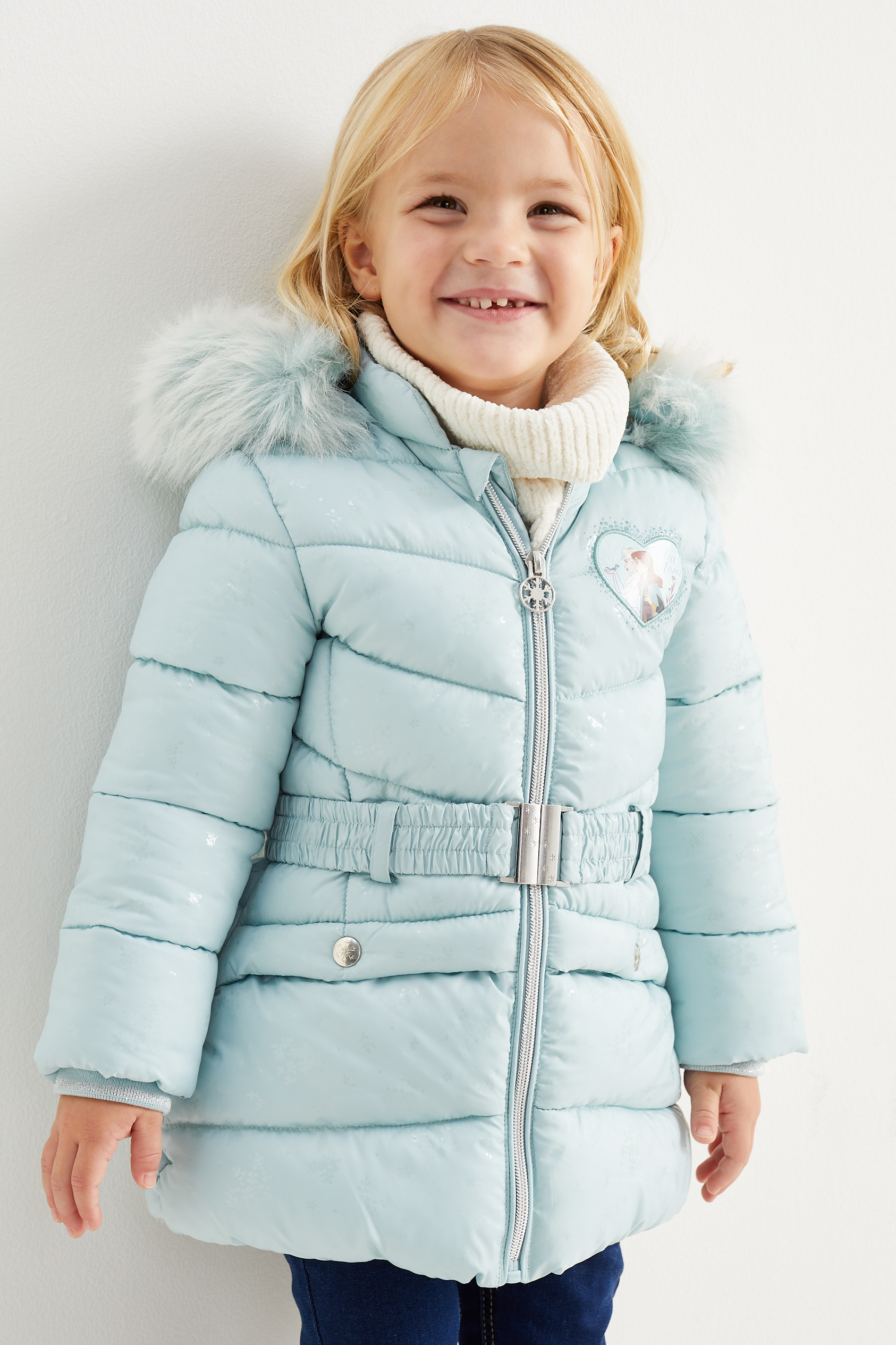 Frozen - quilted jacket with hood and faux fur trim