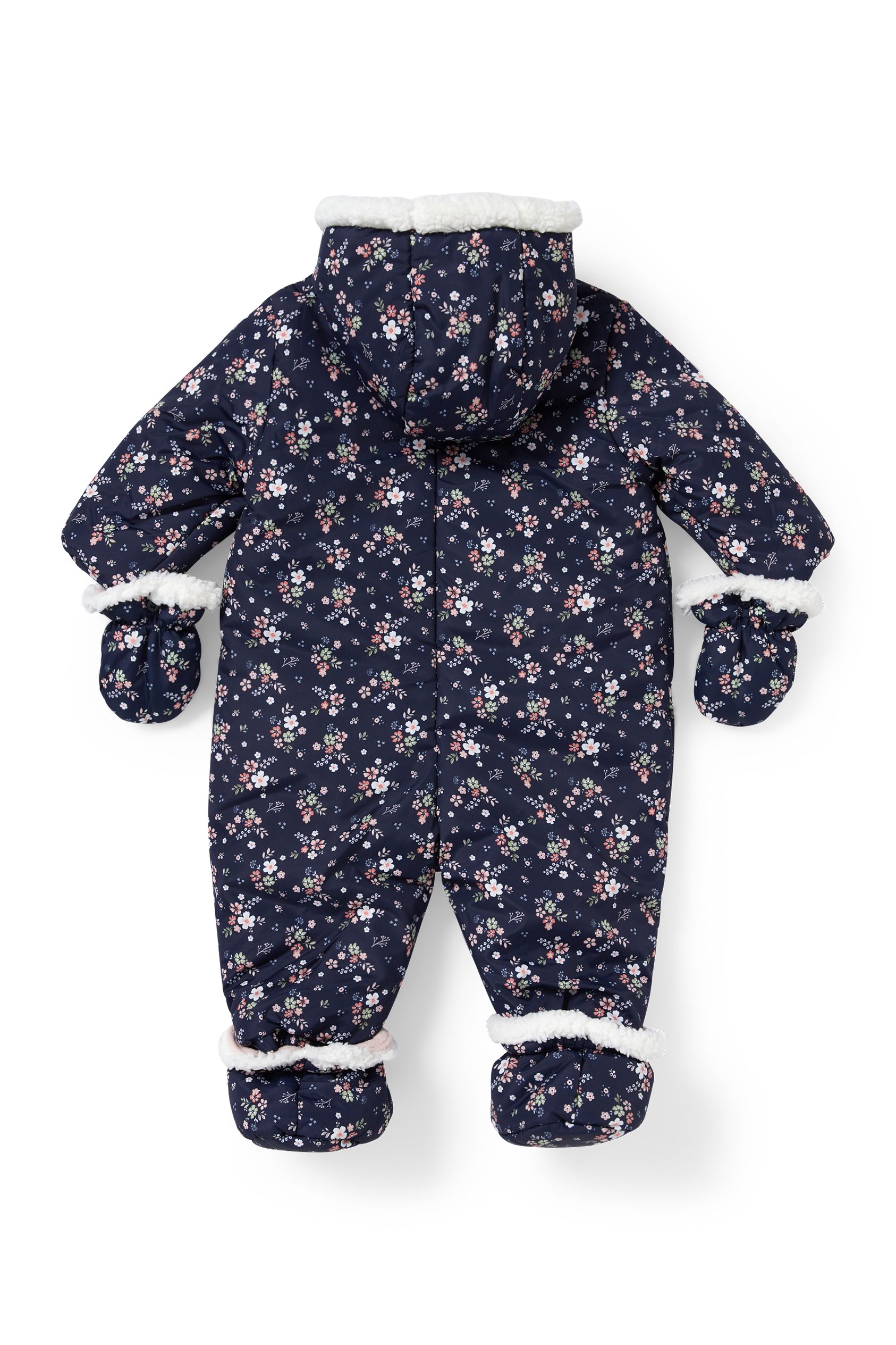 Baby snowsuit with hood - floral