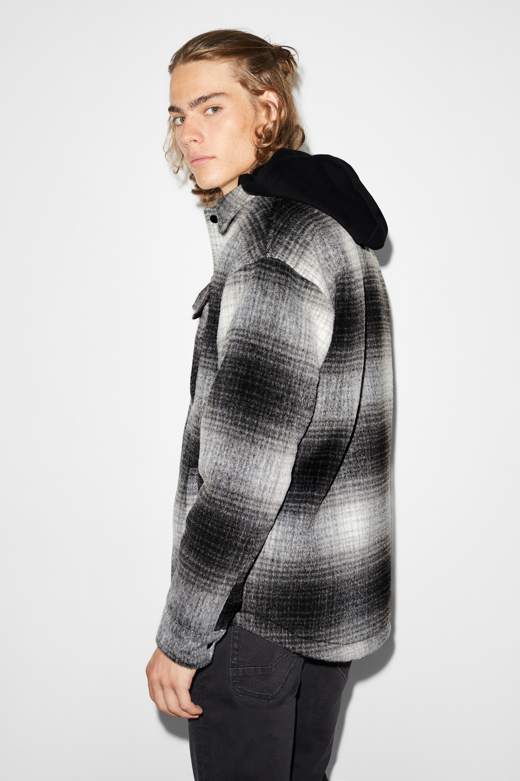 CLOCKHOUSE - shirt jacket with hood - check