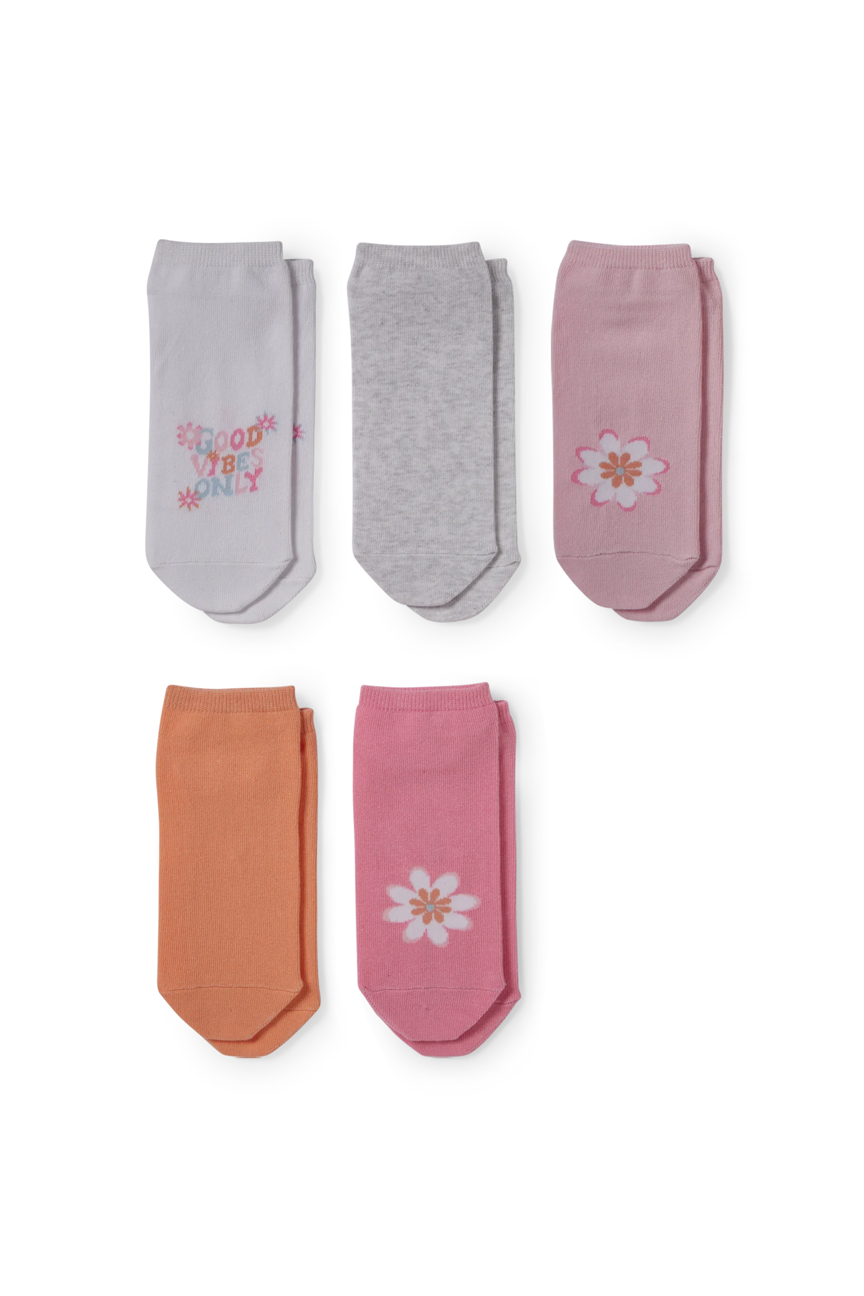 Multipack of 5 - floral - trainer socks with motif