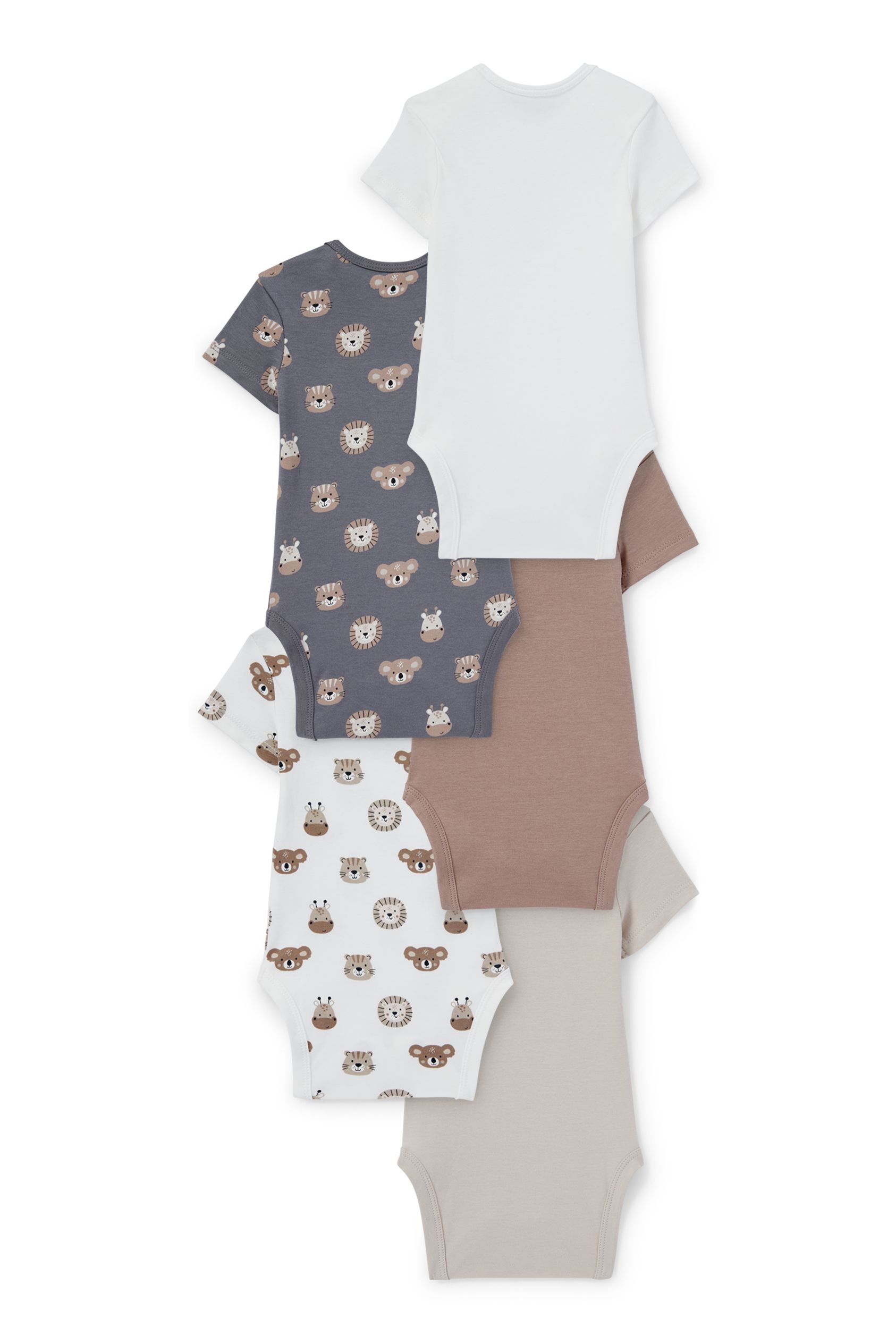 Multipack of 5 - wild animals - baby bodysuit
