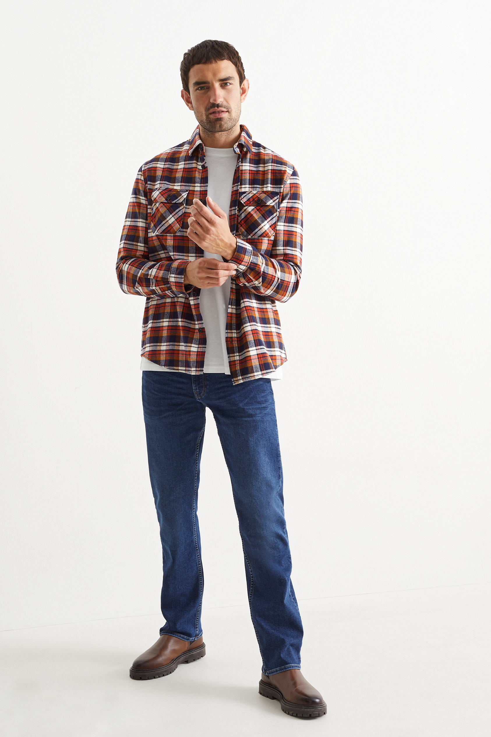 Flannel shirt - regular fit - Kent collar - check