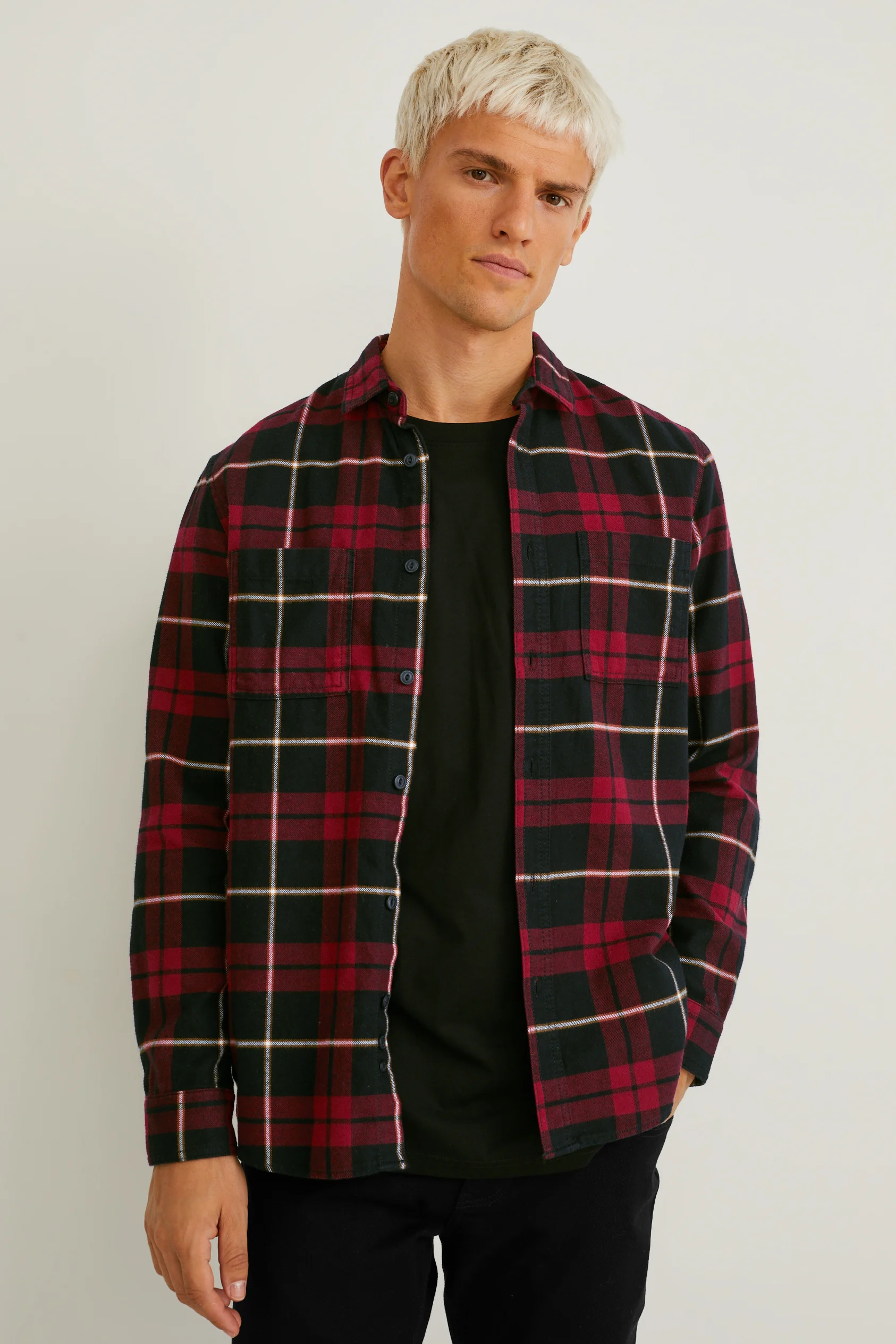 Flannel shirt - regular fit - kent collar - check