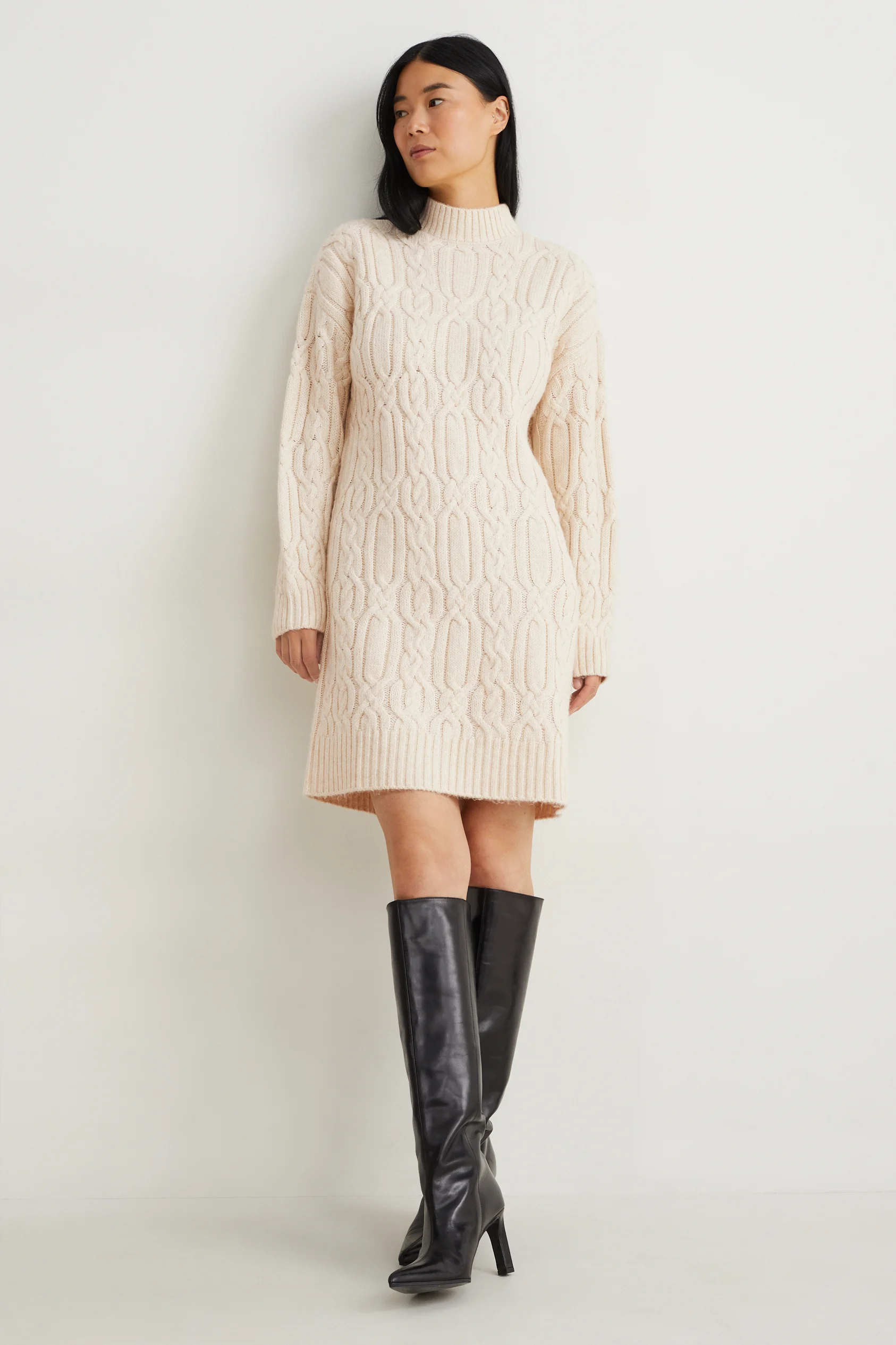Knitted dress - cable knit pattern