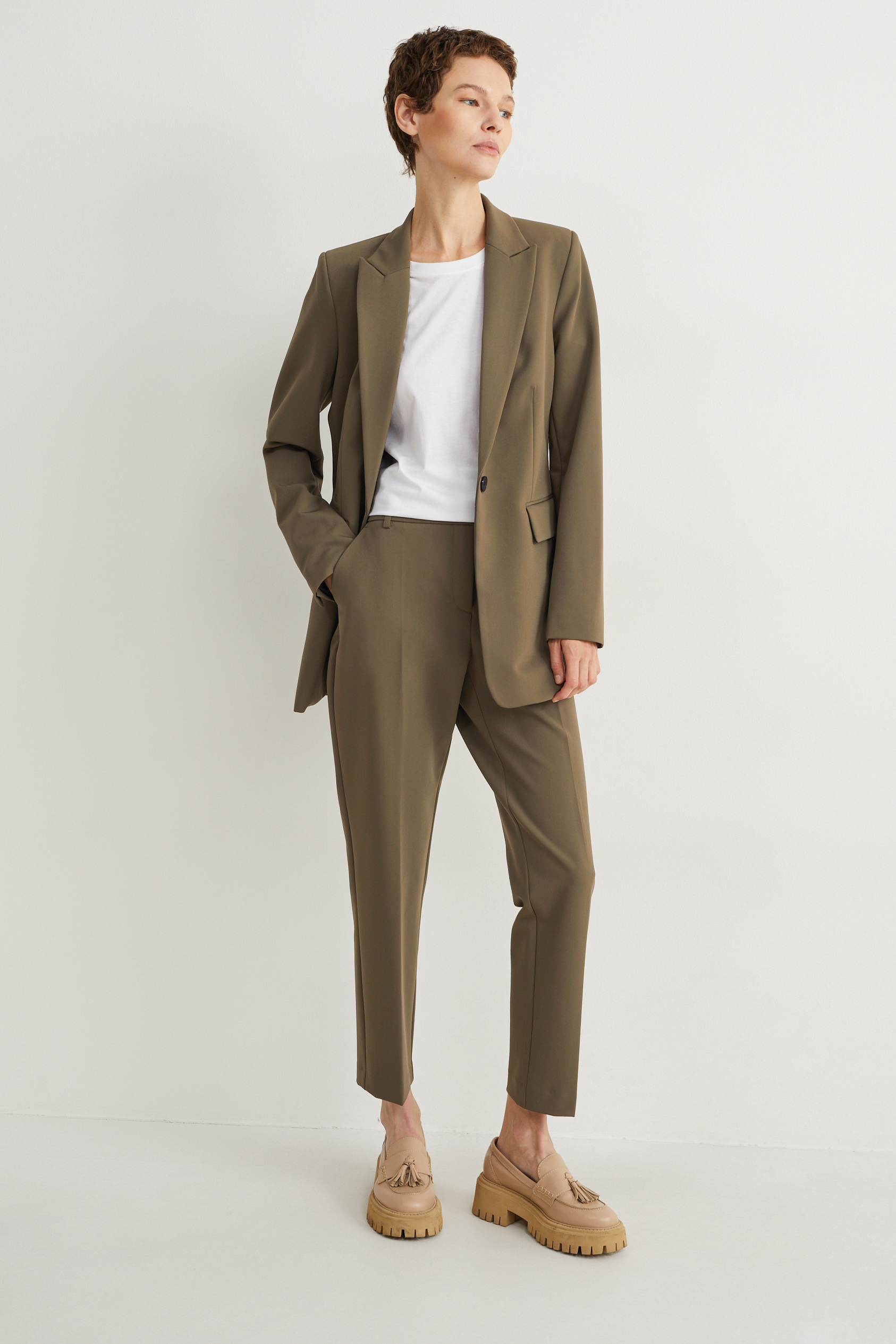 Business trousers - mid-rise waist - slim fit