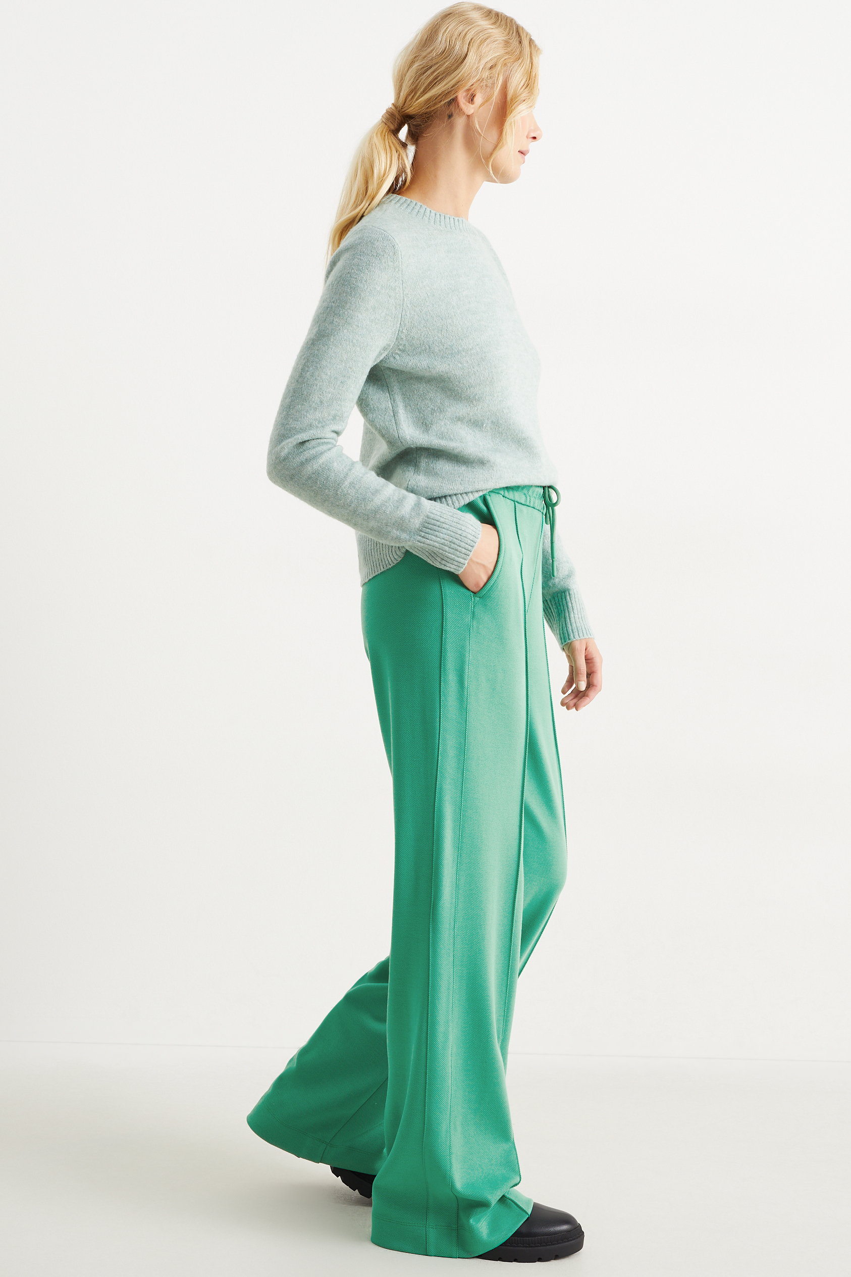 Jersey trousers - wide leg