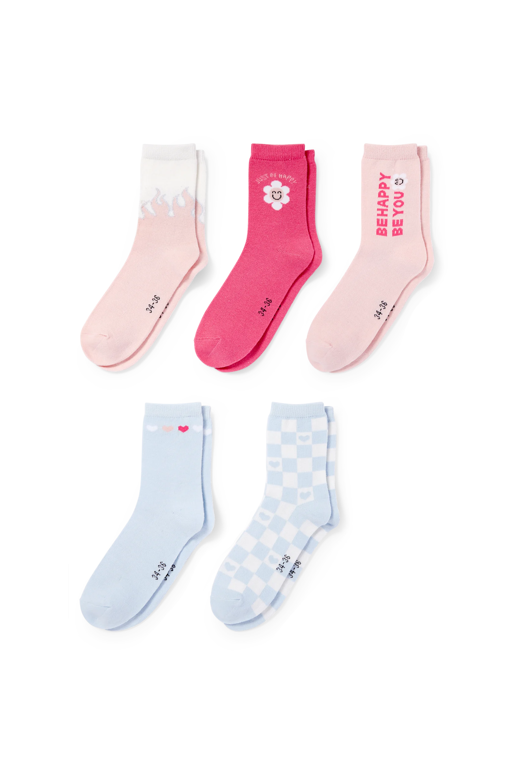 Multipack of 5 - hearts - socks with motif