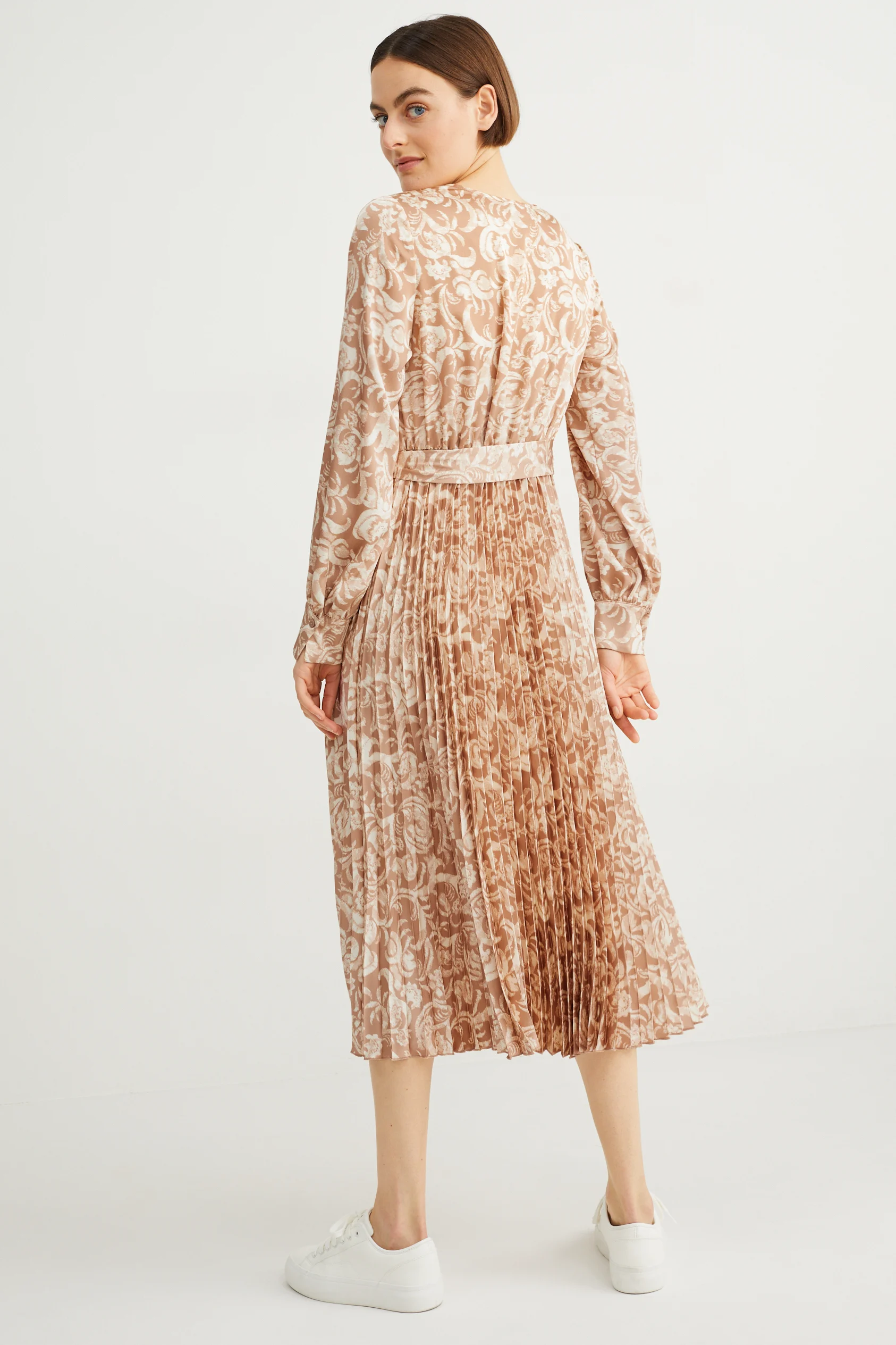 Wrap dress - pleated - patterned