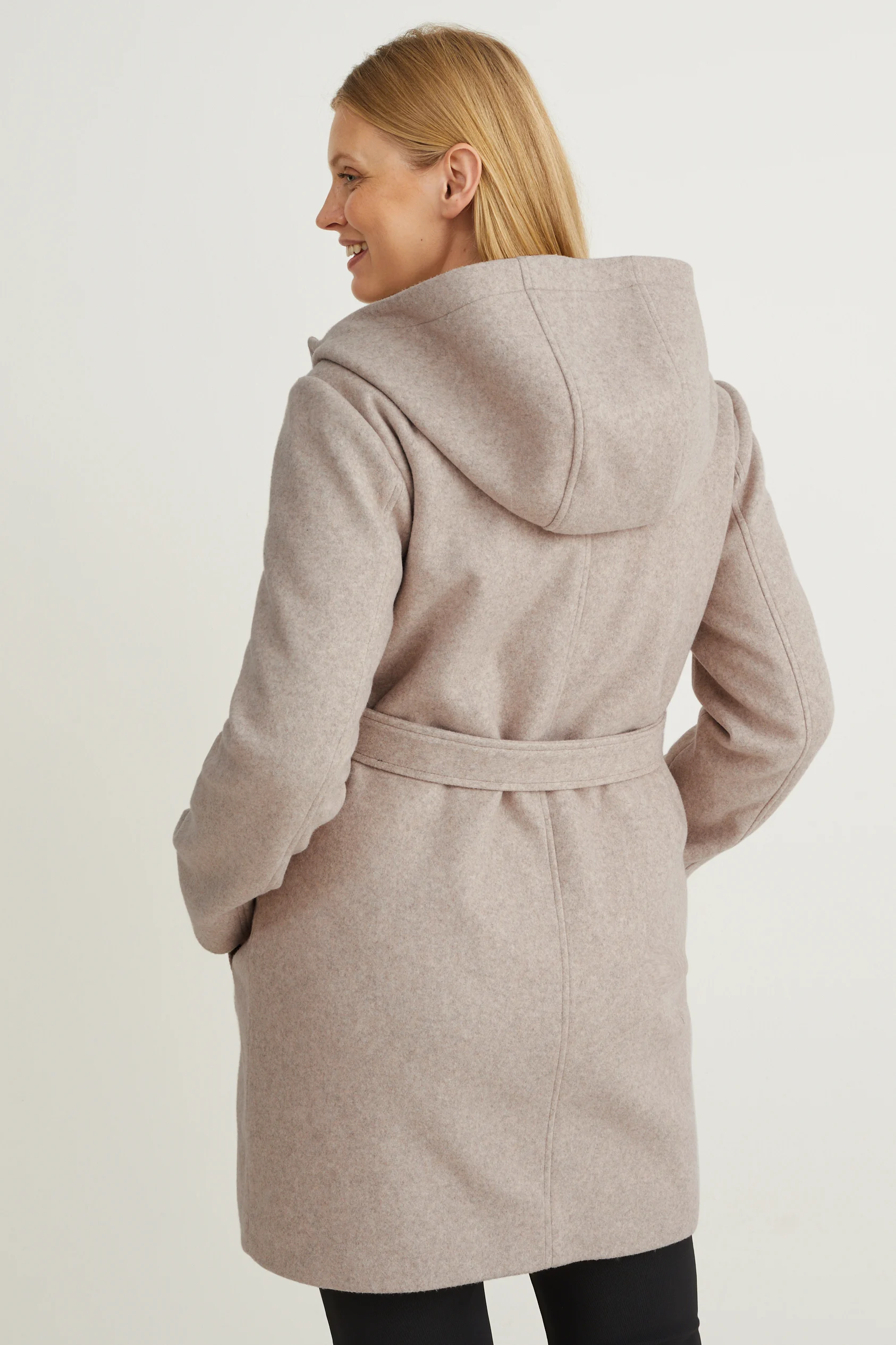 Maternity coat with hood