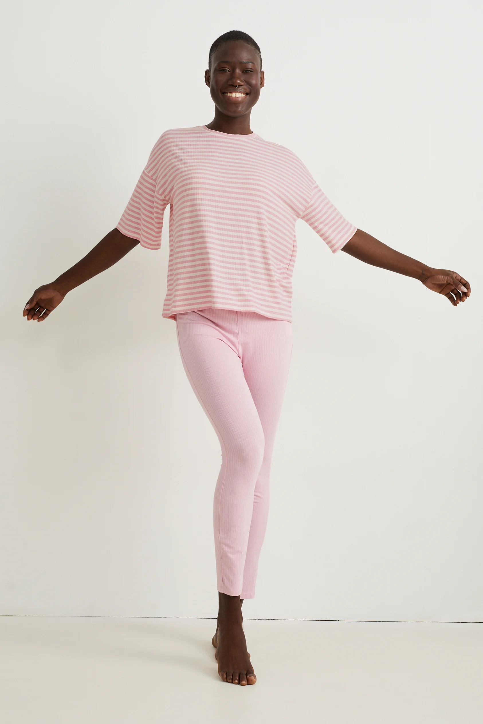 Pyjama top - with viscose - striped
