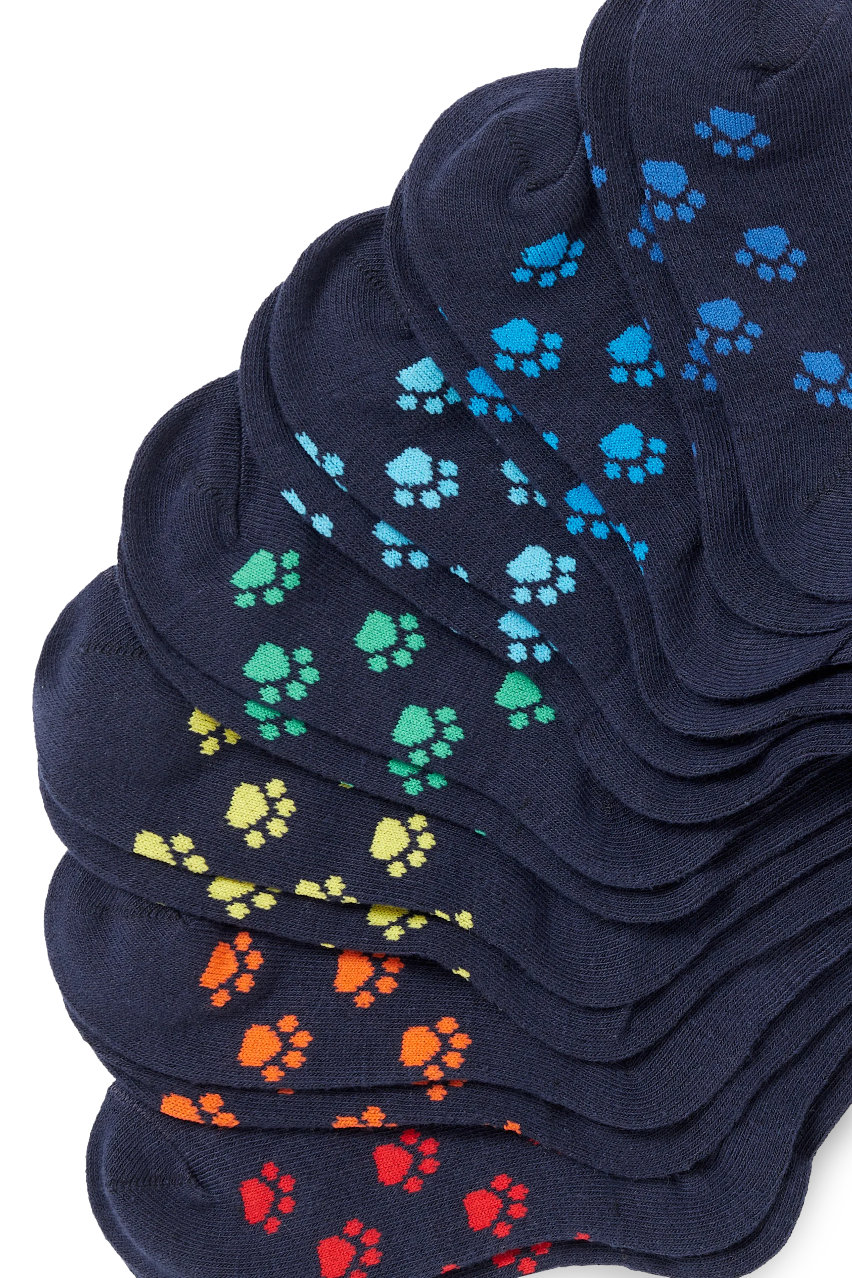Multipack of 7 - paws - socks with motif