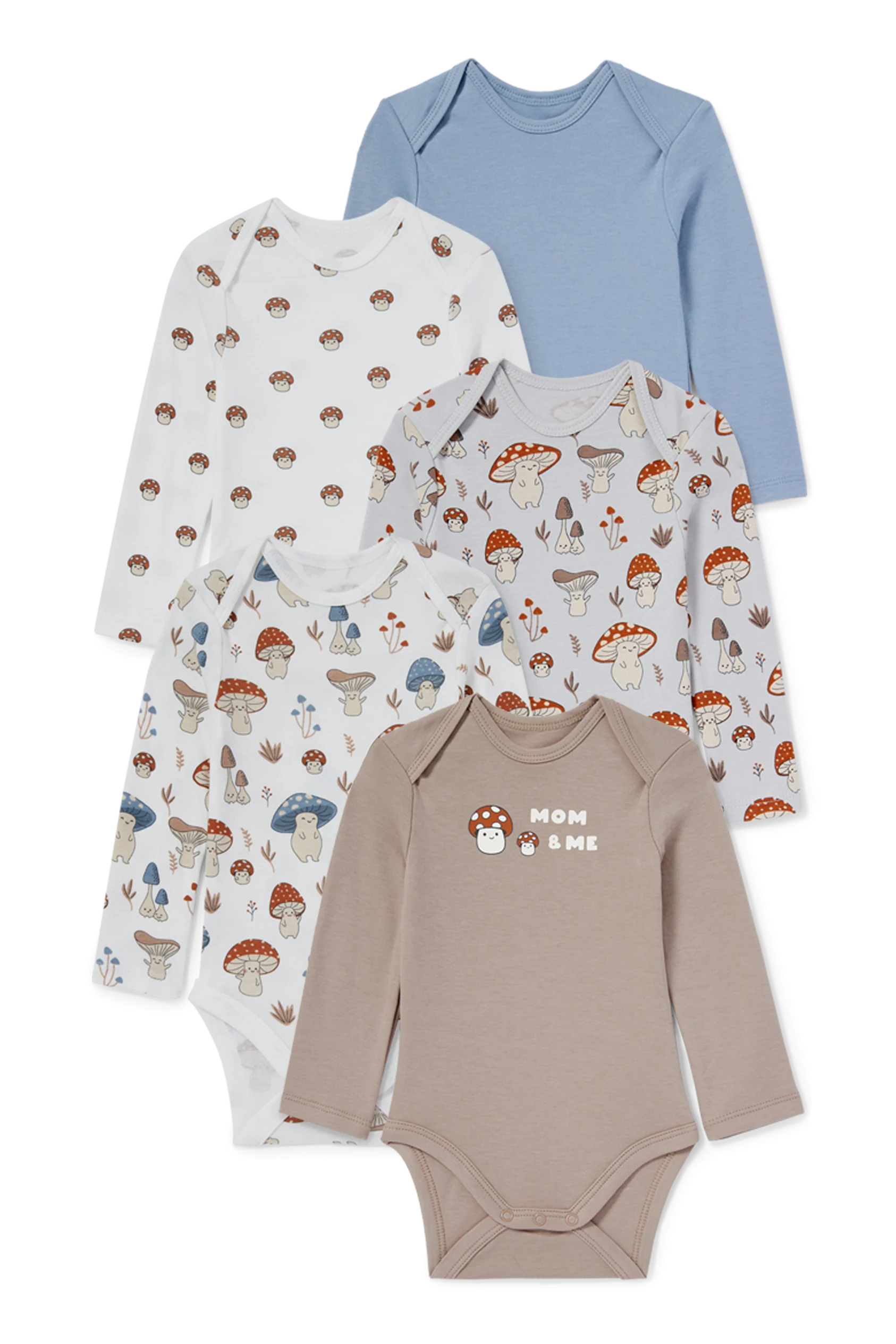 Multipack of 5 - toadstool - baby bodysuit