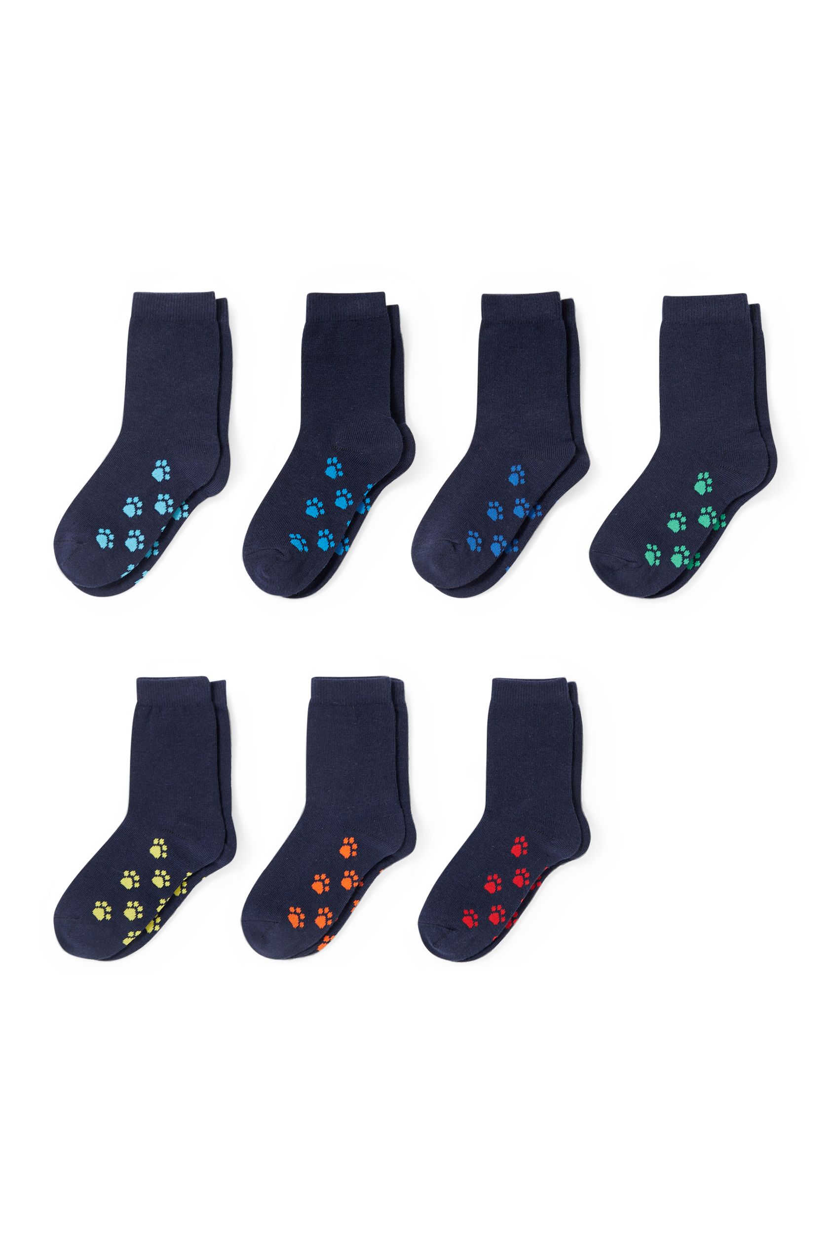 Multipack of 7 - paws - socks with motif