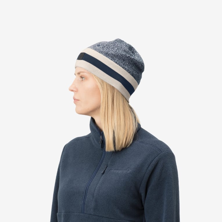 marl knit stripe wool Beanie