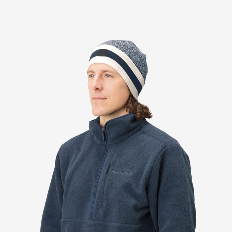 marl knit stripe wool Beanie