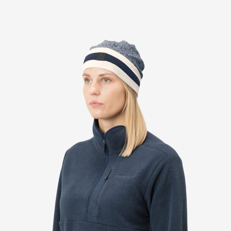 marl knit stripe wool Beanie