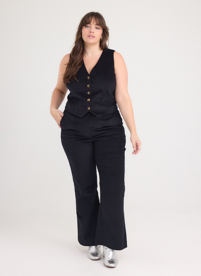 Annie Corduroy Waistcoat - Black
