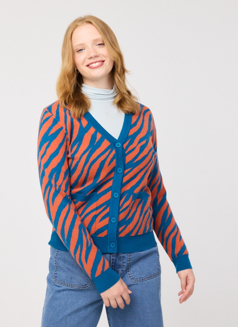 Althea Tiger Stripe Intarsia Knit Cardigan