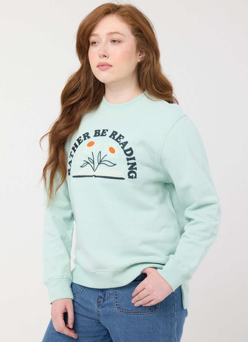 Finch Rather Be Reading Embroidered Oversized Sweatshirt