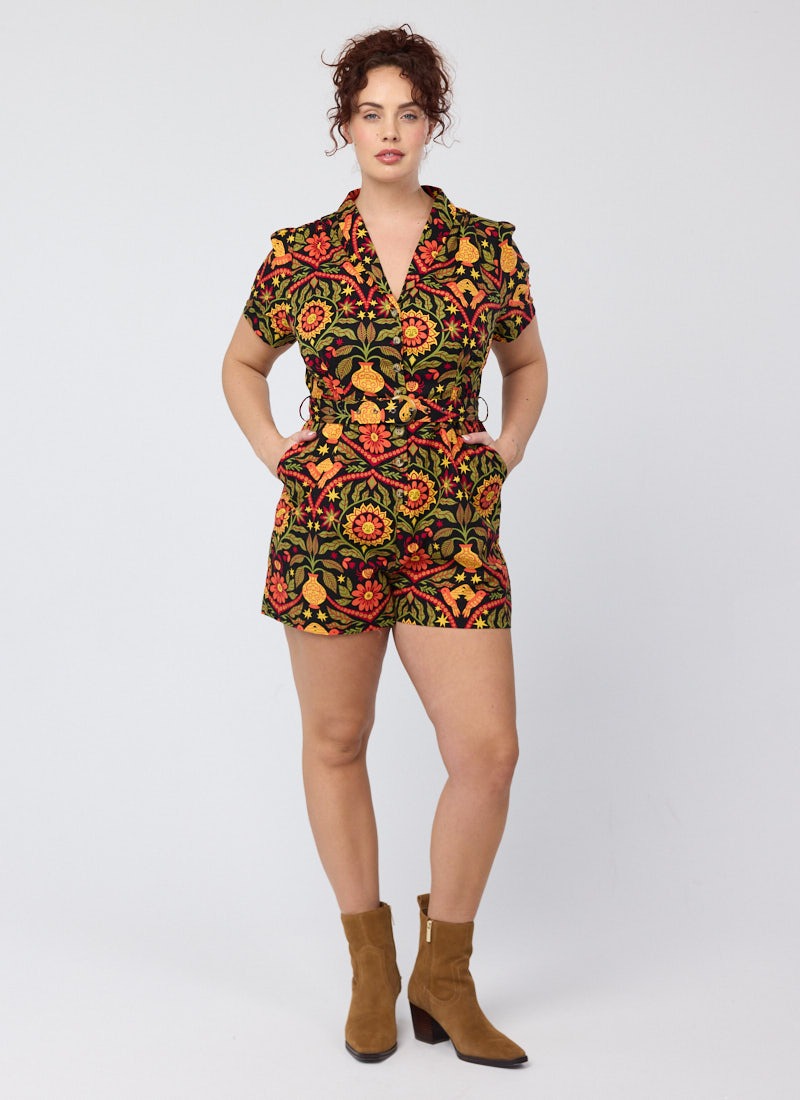 Delphine Sunset Floral Print Playsuit
