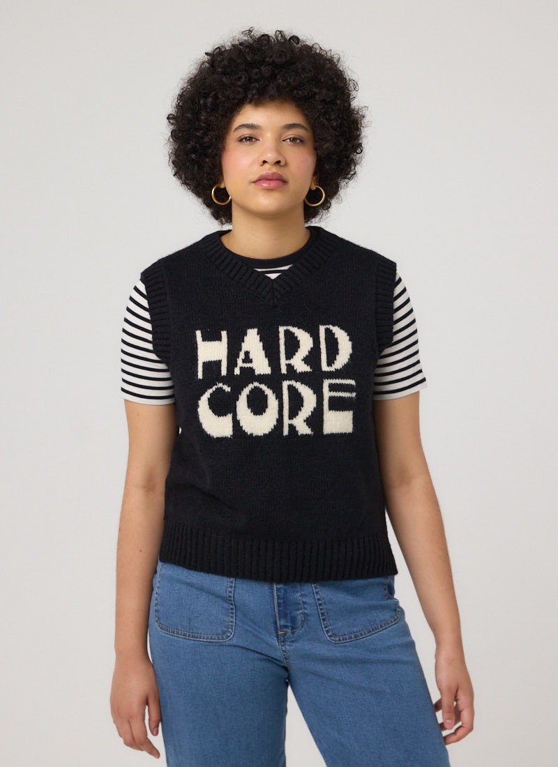 Hadley Hardcore Intarsia Slogan Knitted Sweater Vest
