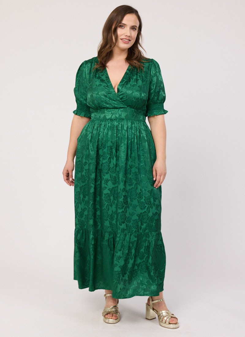 Alberto Floral Damask Midaxi Dress - Green