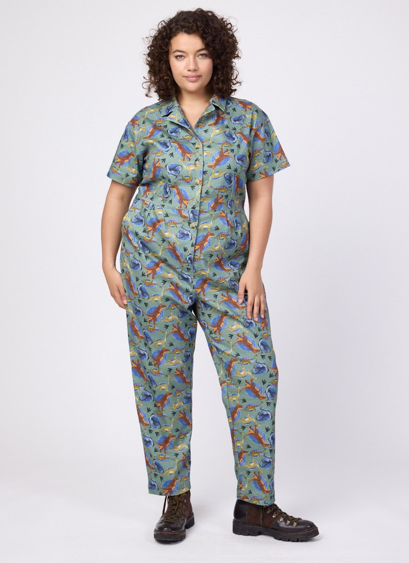 Anneka Illustrated Dinosaur Print Boilersuit