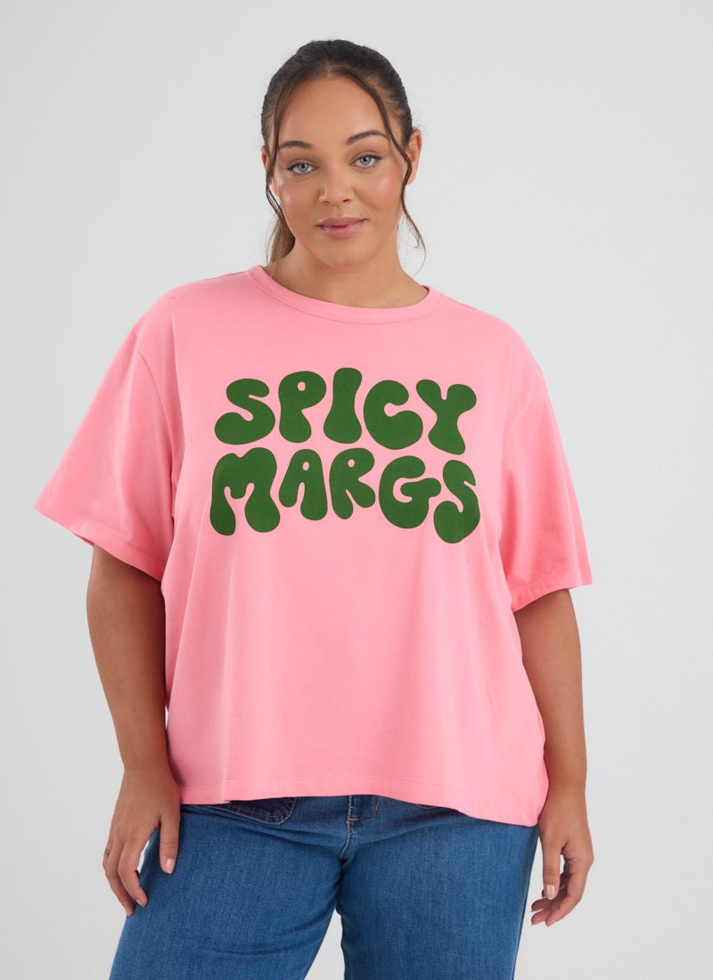 Margarite Spicy Margs Boxy Fit Slogan Tee