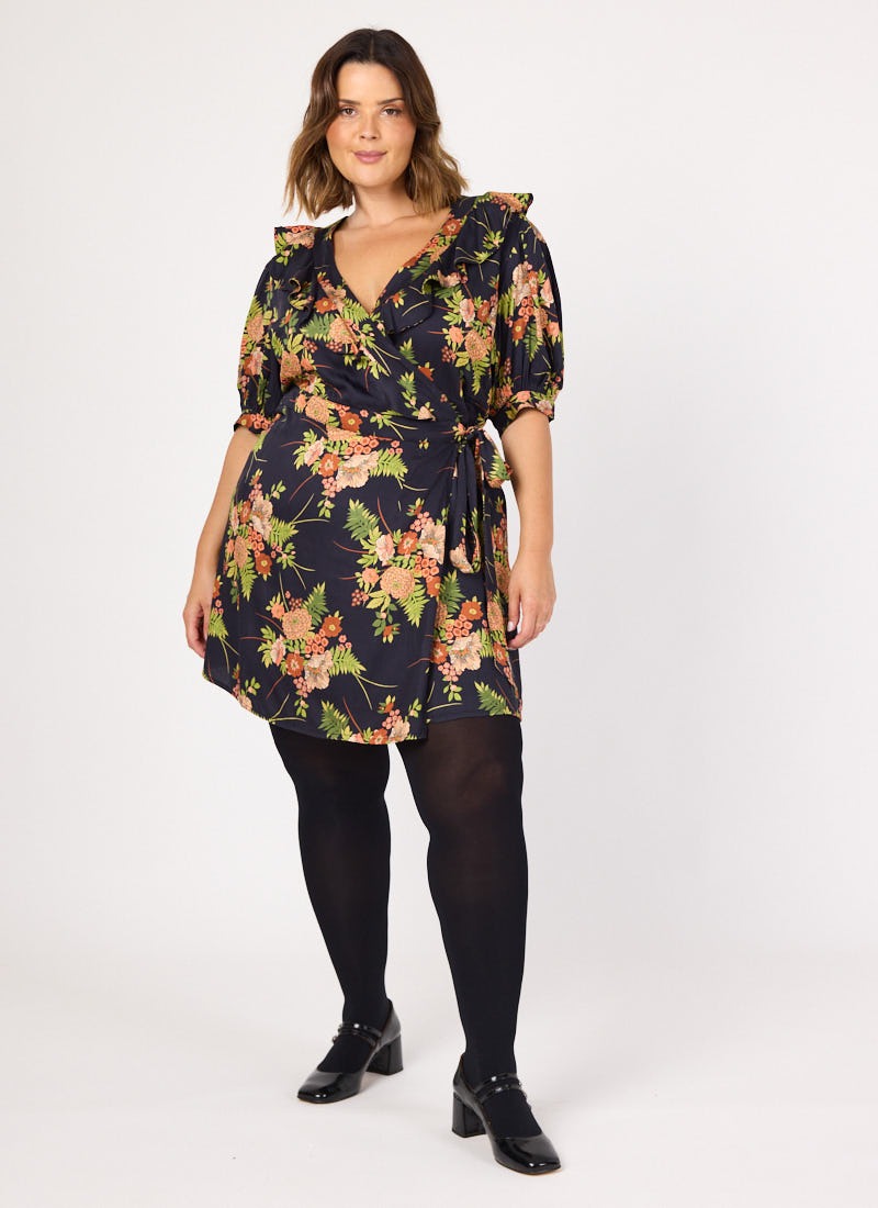 Laura Floral Print Mini Wrap Dress