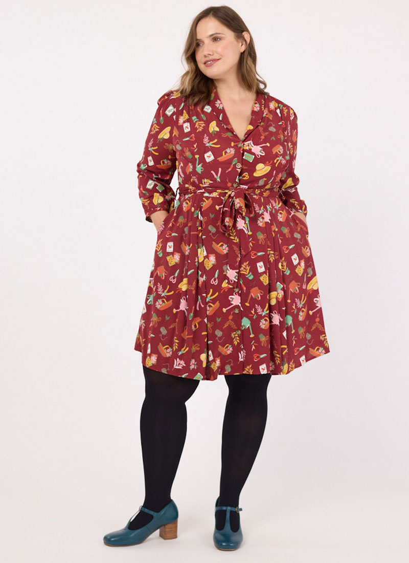 Barbara Garden Print Button-Through Dress