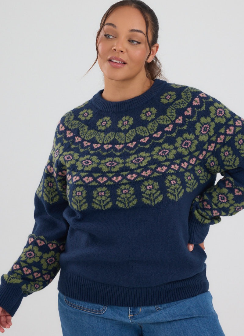 Marlene Floral Fair Isle Knitted Jumper