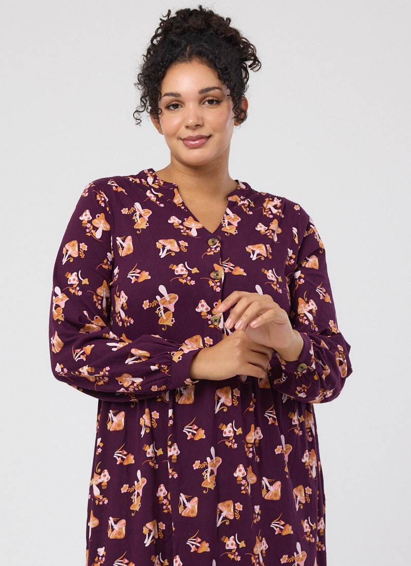 Heath Mushroom Print Jersey Midi Dress