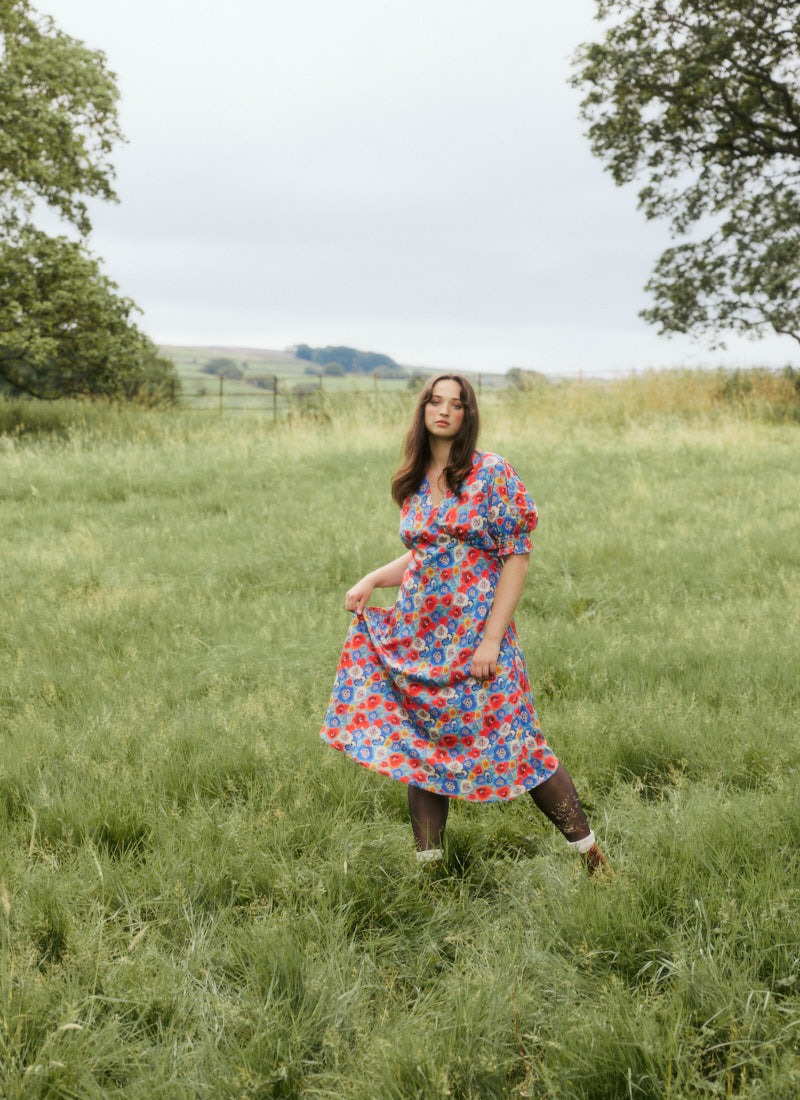 Colleen Pansy Floral Print Midi Dress
