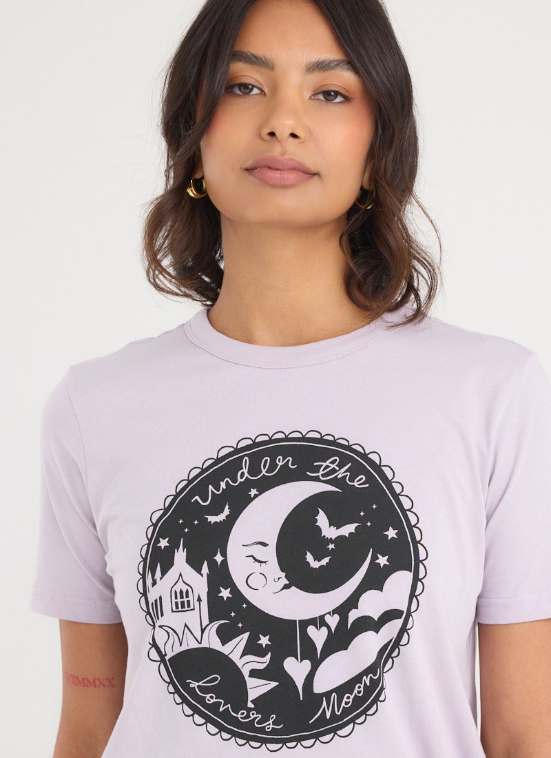Morticia Lovers Moon Graphic Slogan Tee